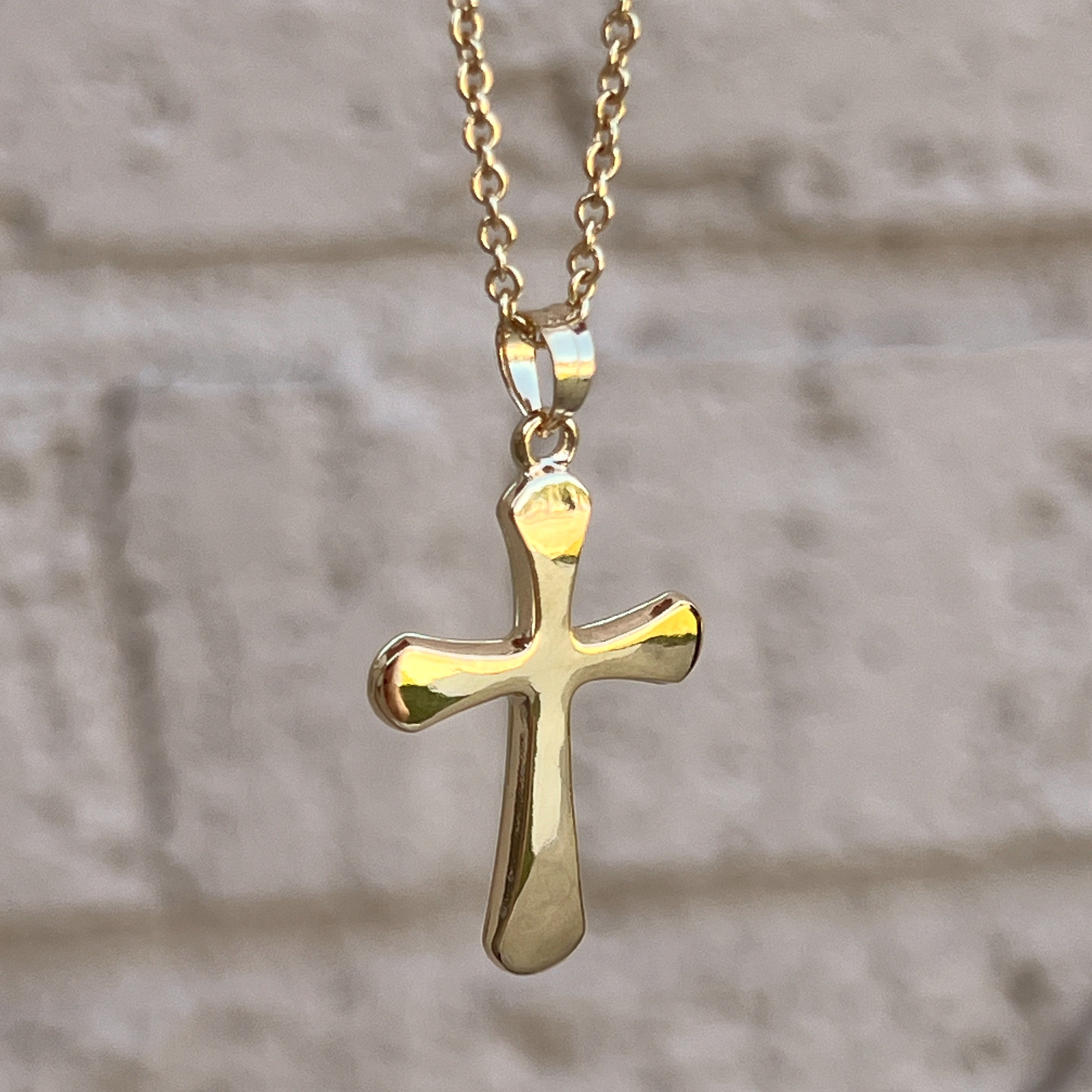 14K Yellow Gold Rounded Cross M S XS Lifestyle image