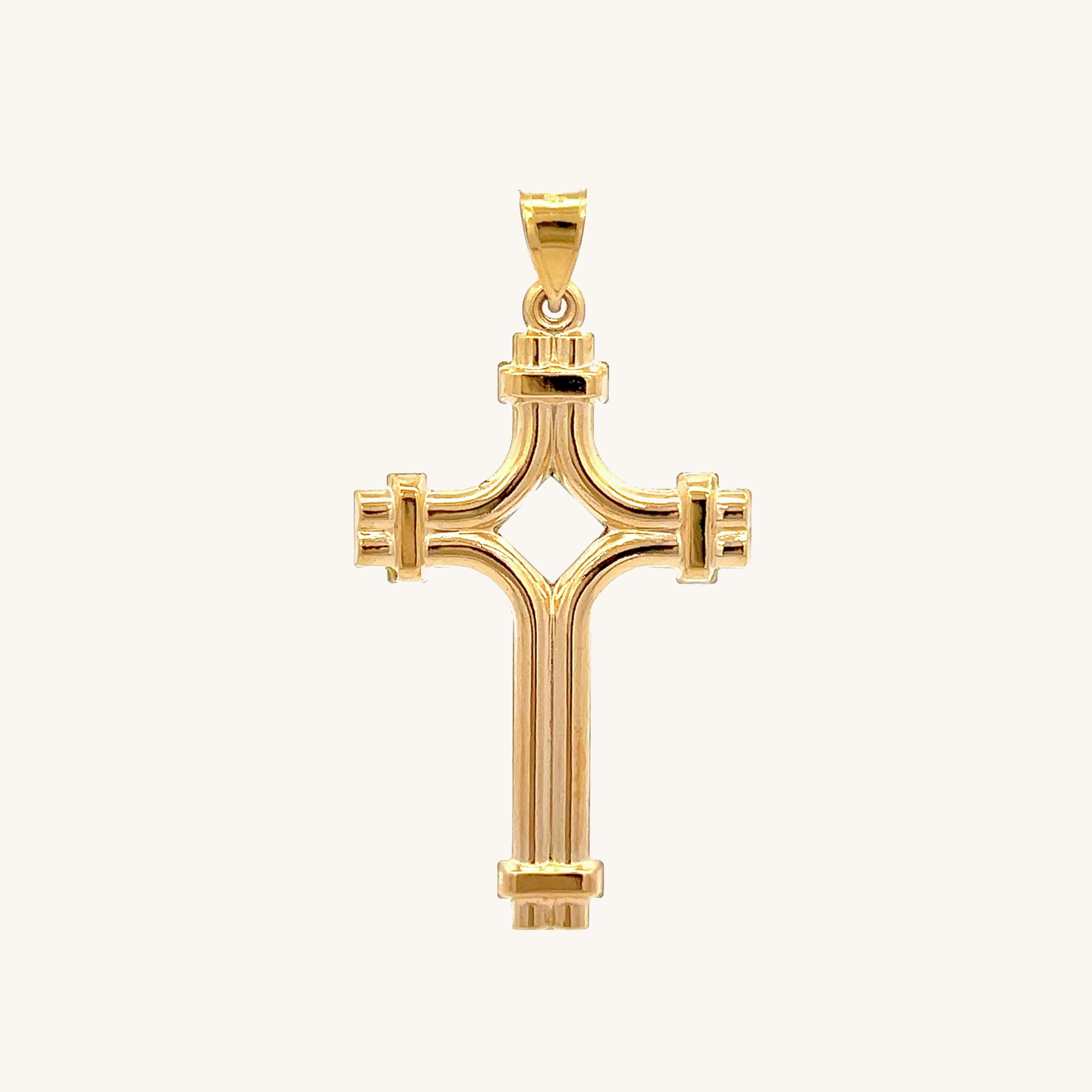 14K Yellow Gold Tube Cross M