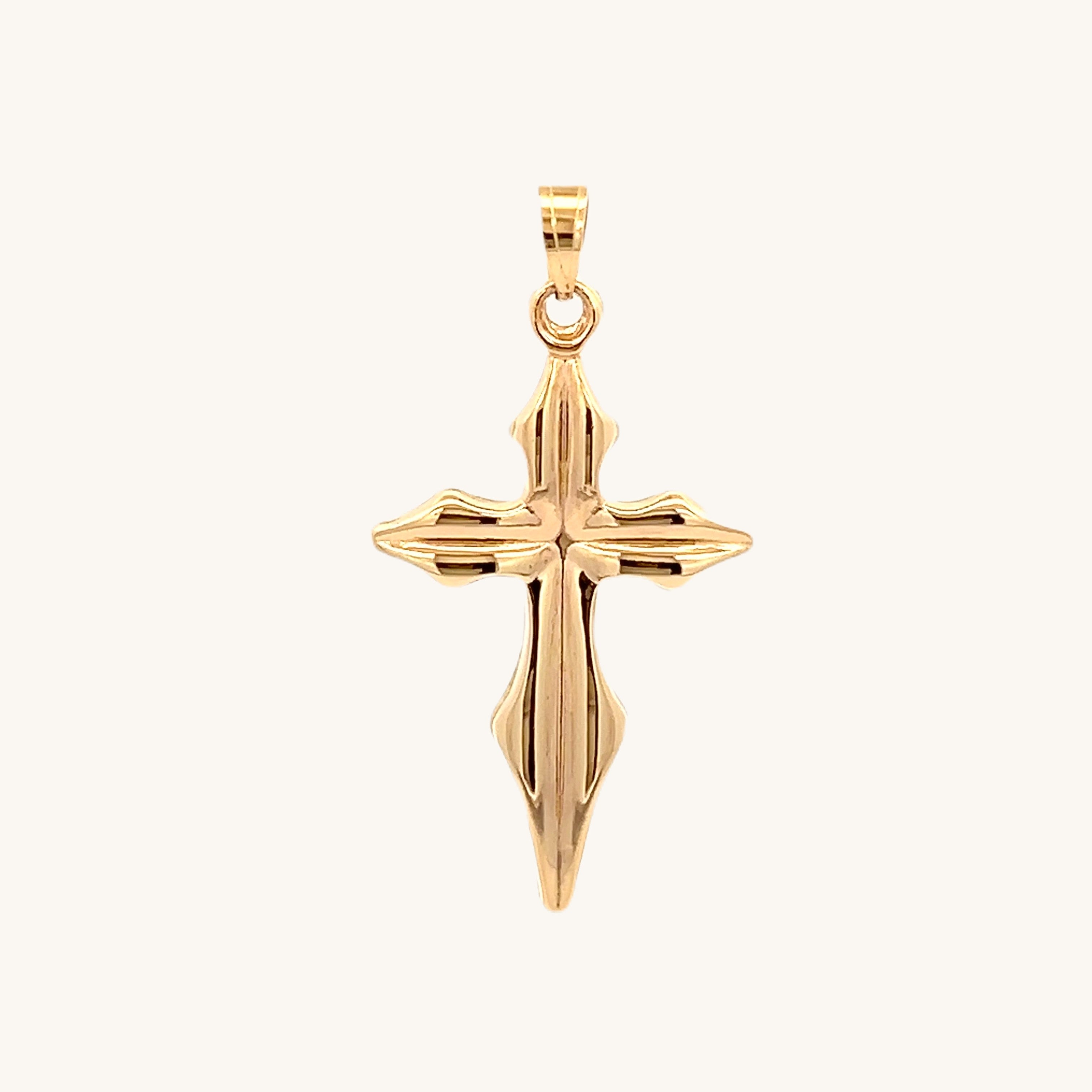 14K Yellow Gold M Pointed edge design Cross front image