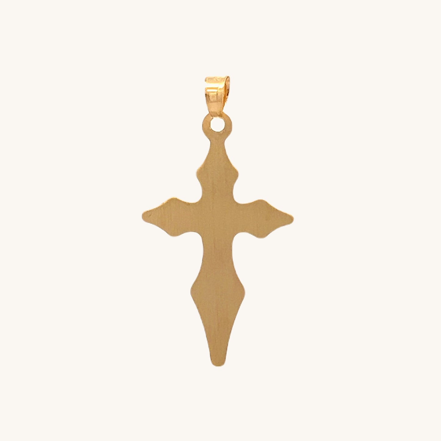 14K Yellow Gold M Pointed edge design Cross back image