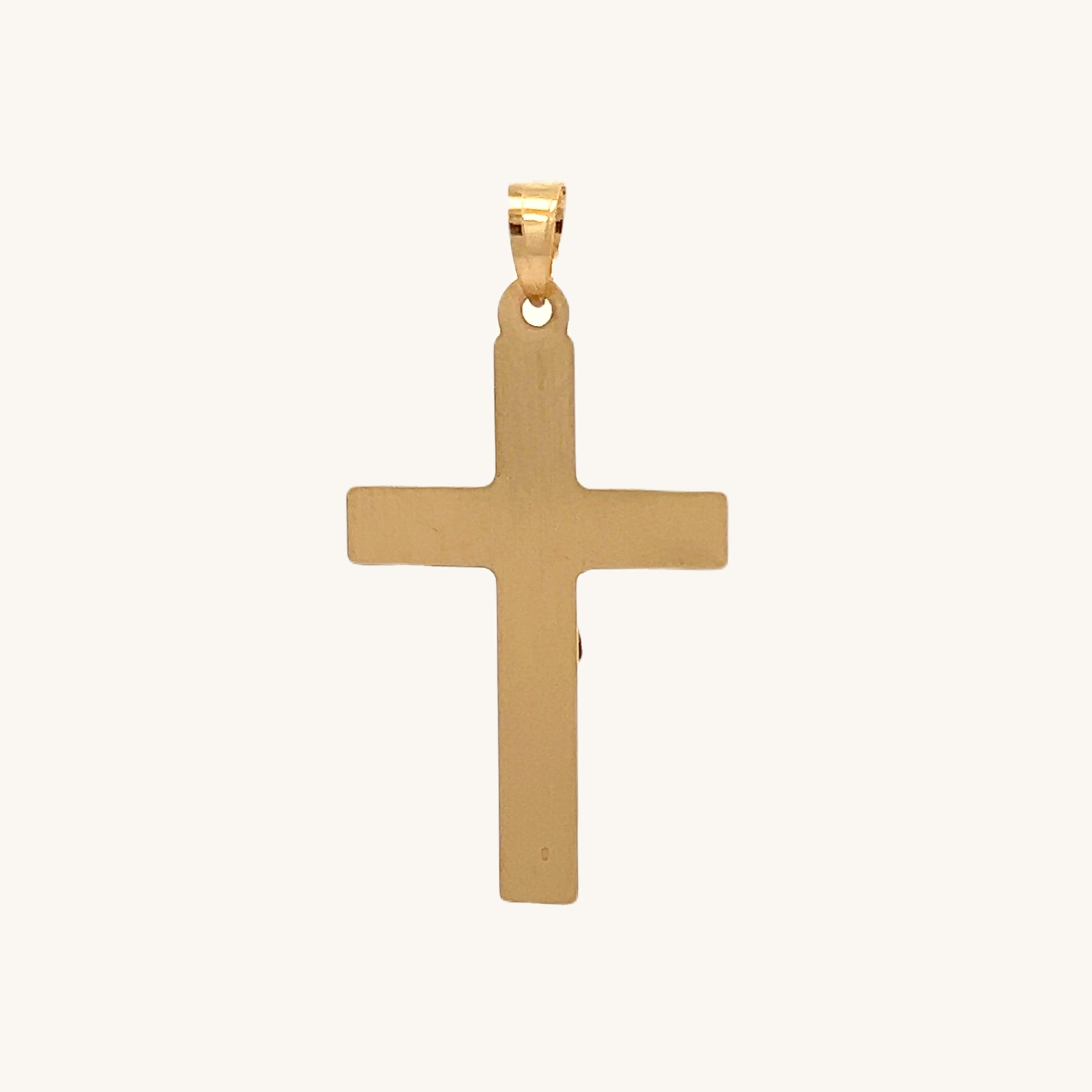 14K Two Tone Gold M Plain Polished INRI Crucifix back image