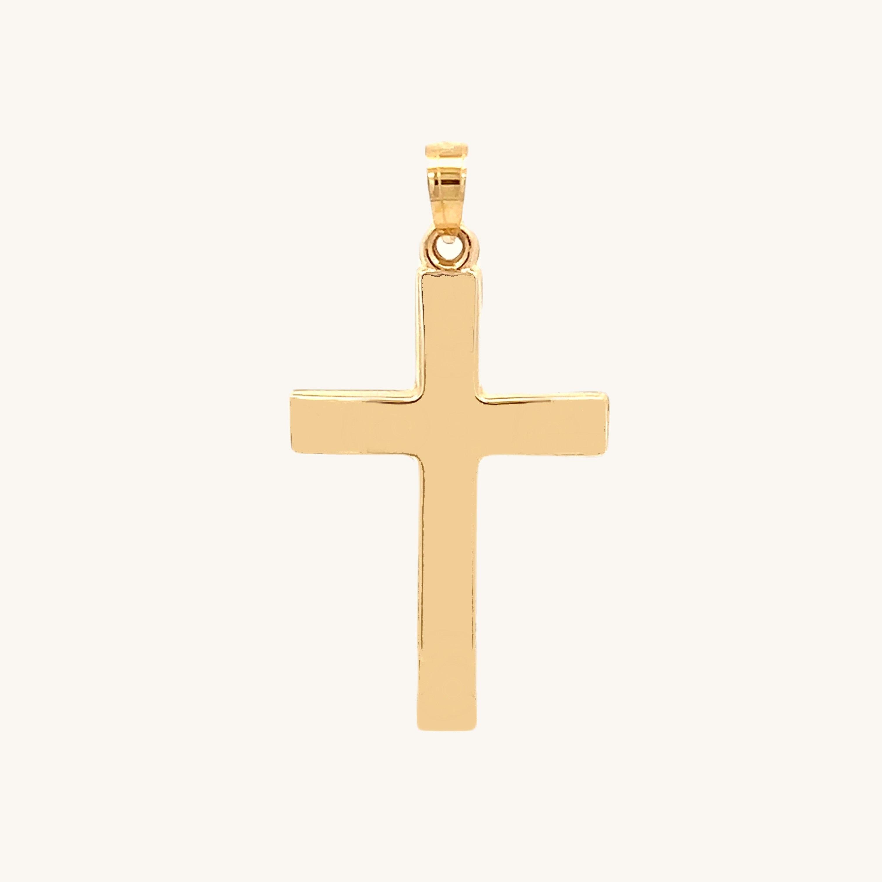 14K Yellow Gold M Simple Plain Cross Pendant front image