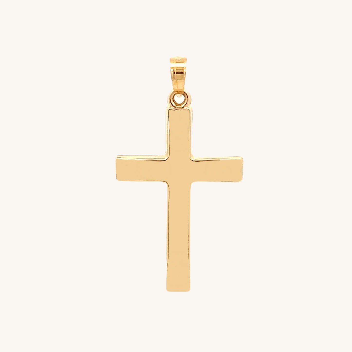 14K Yellow Gold M Simple Plain Cross Pendant front image