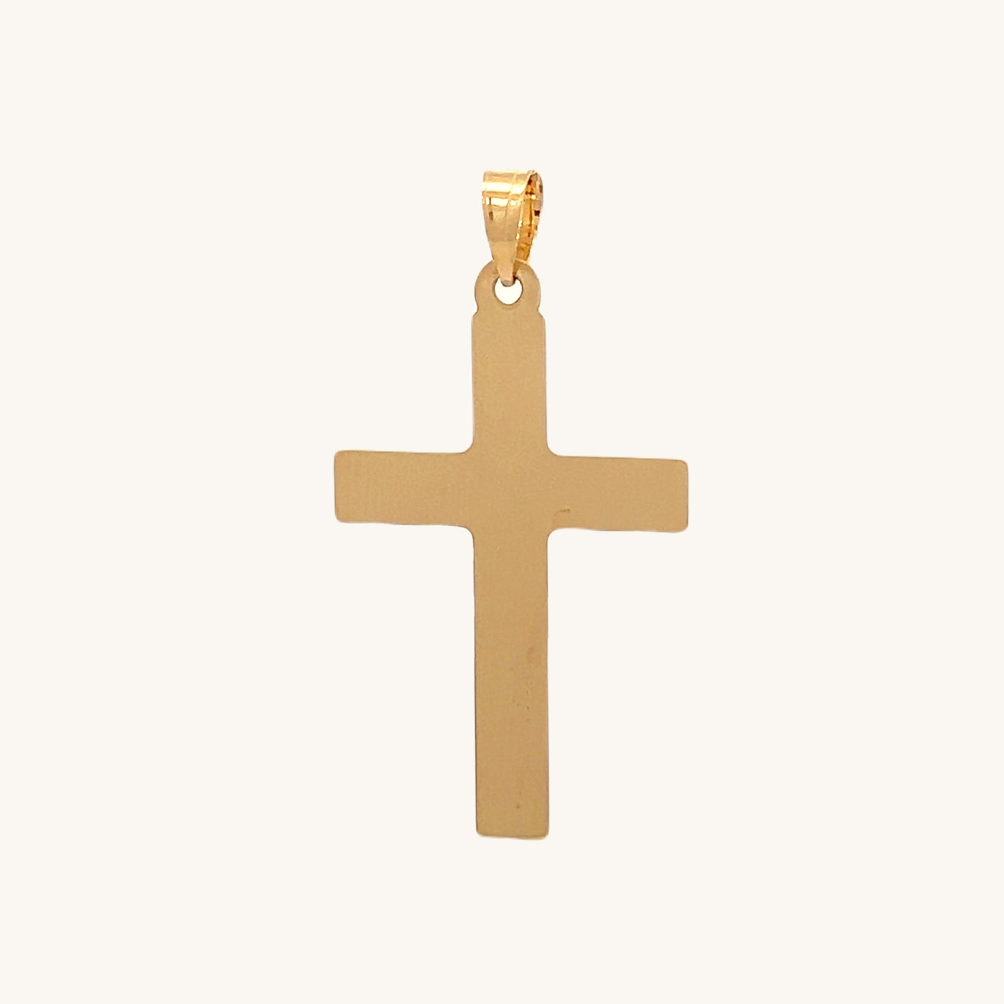 14K Yellow Gold M Simple Plain Cross Pendant back image