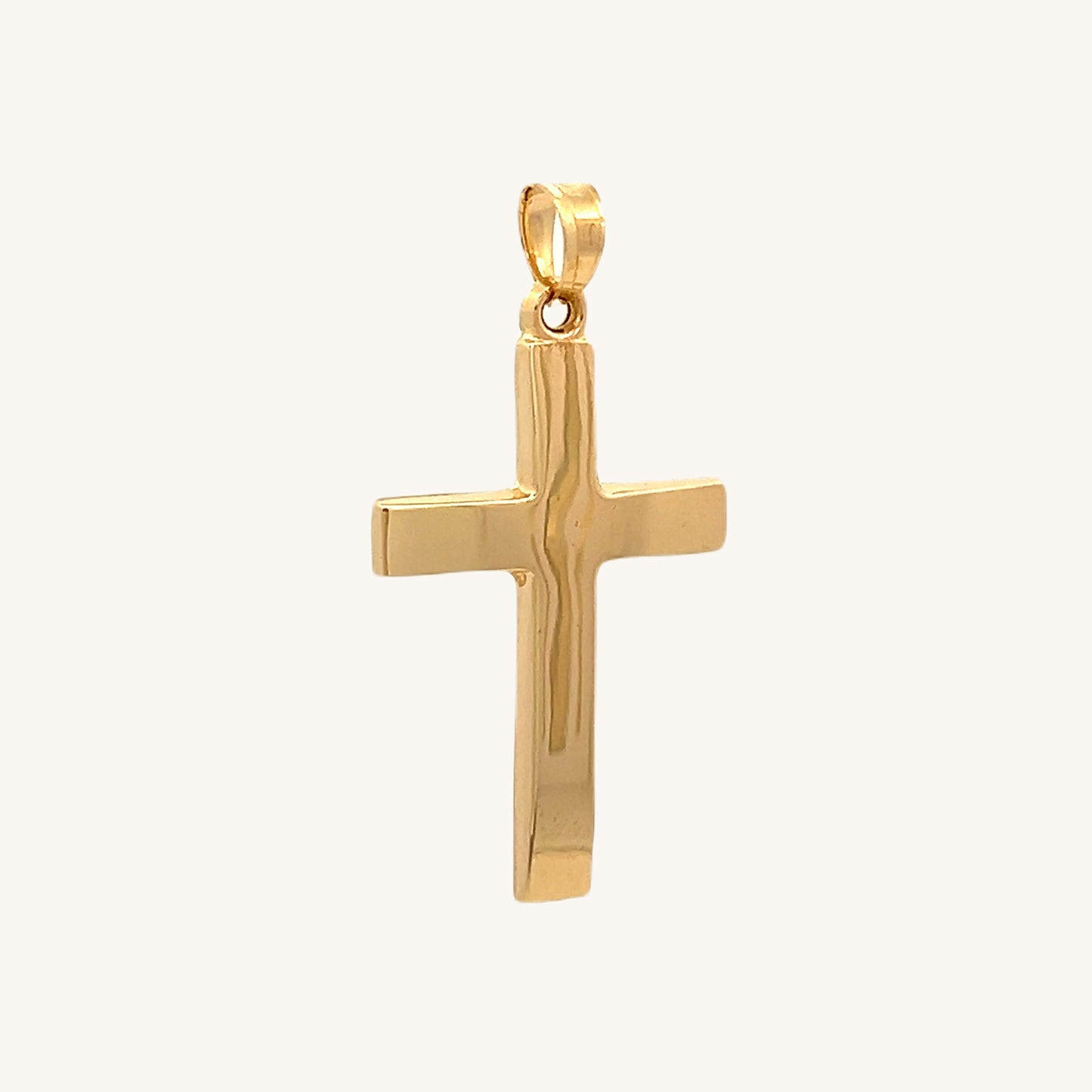 14K Yellow Gold M Simple Plain Cross Pendant angle image