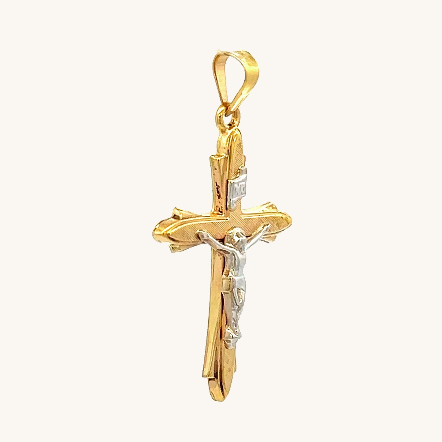 14K Two Tone Gold Crucifix S M L