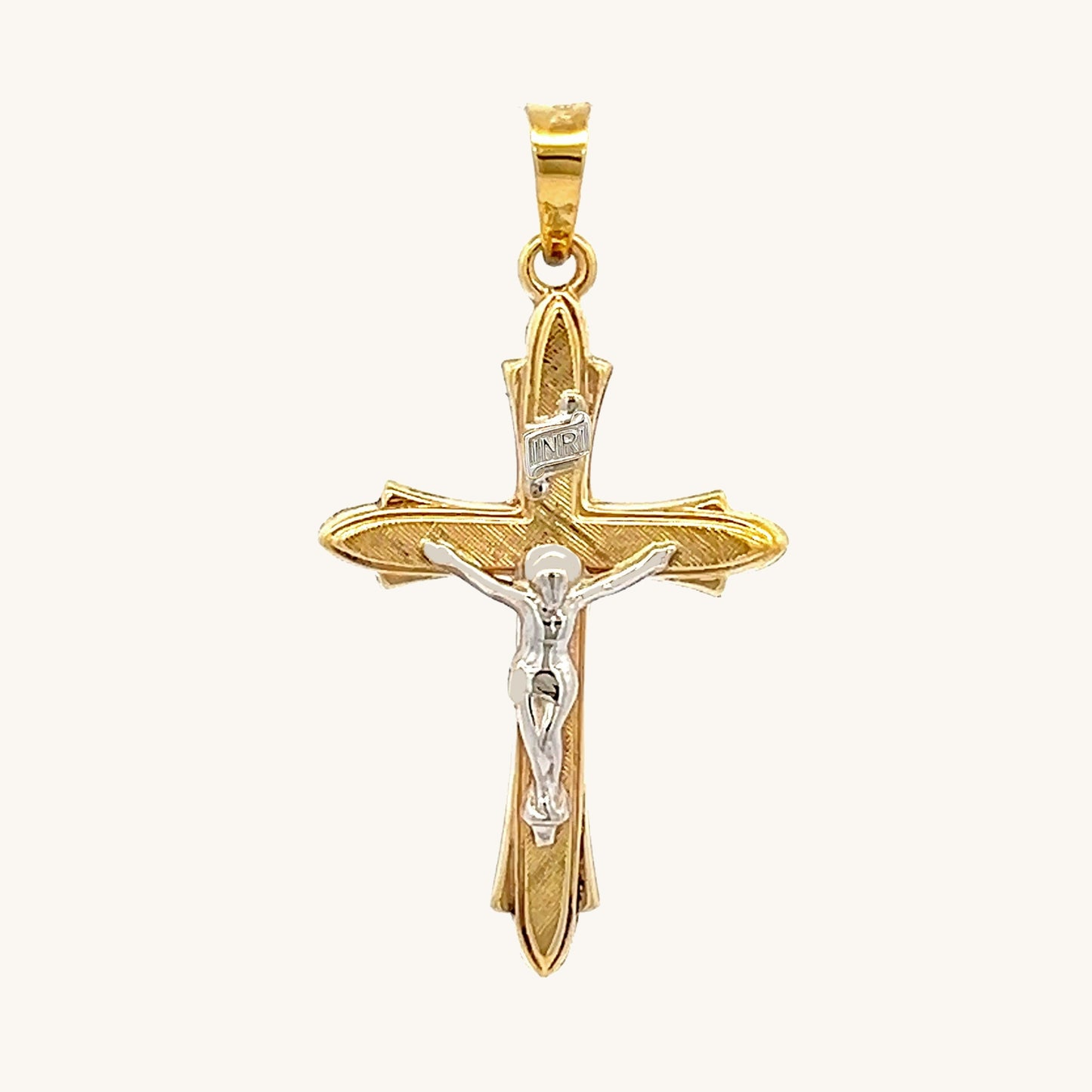 14K Two Tone Gold Crucifix S M L