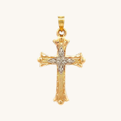 14K Yellow Gold 5 Diamond Cross M