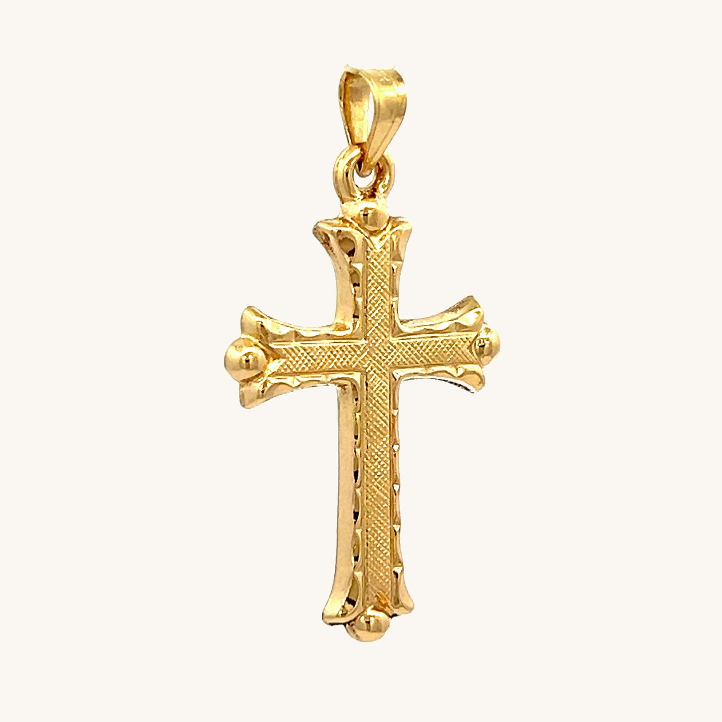 Solid 14K Double Bonded Gold Filled Florentine cross pendant only angled image M