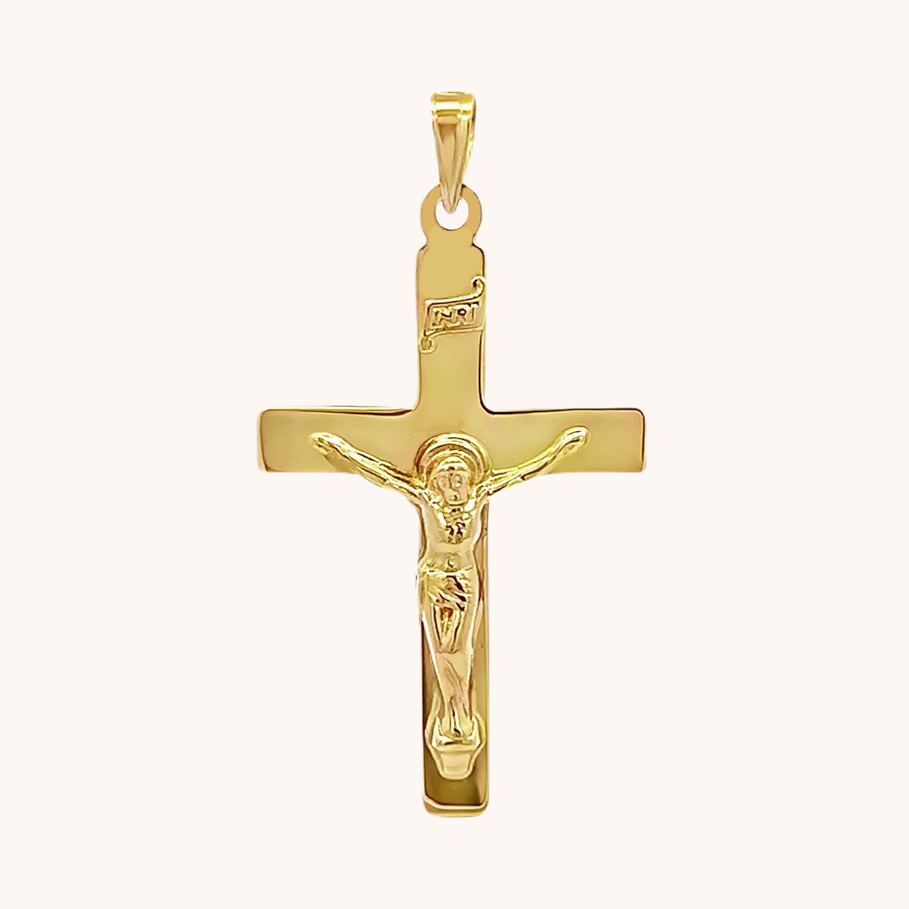 14K Yellow Gold INRI Crucifix L