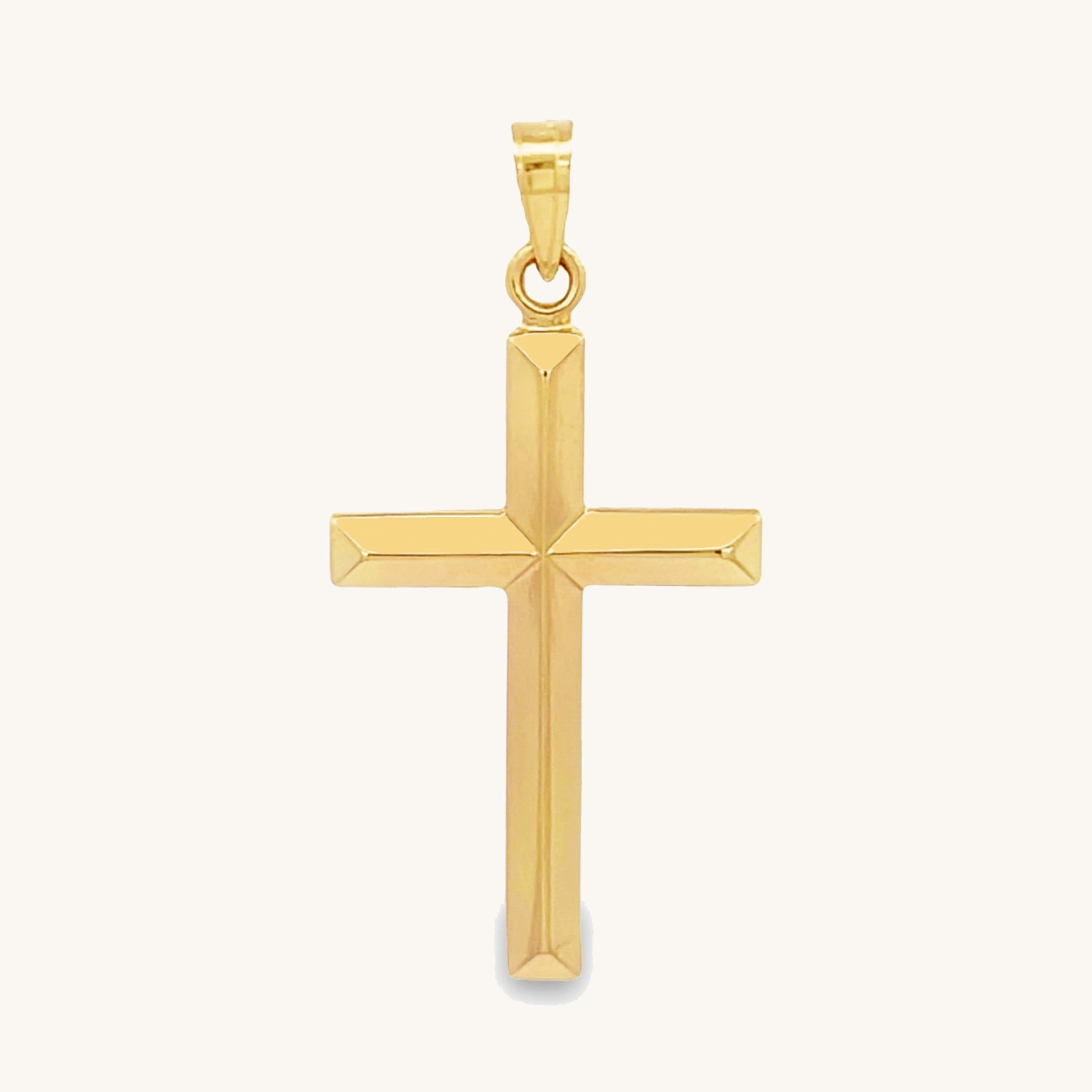 Large L 14K double‑bonded gold simple cross pendant high‑polish finish pendant only main image