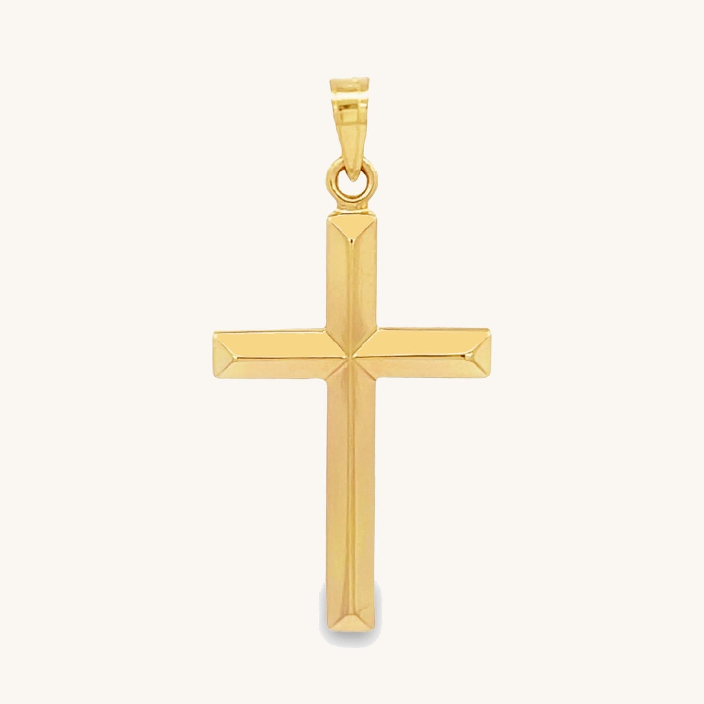 Large L 14K double‑bonded gold simple cross pendant high‑polish finish pendant only main image