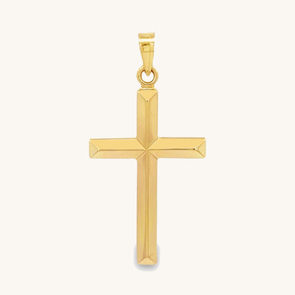 Large L 14K double‑bonded gold simple cross pendant high‑polish finish pendant only main image