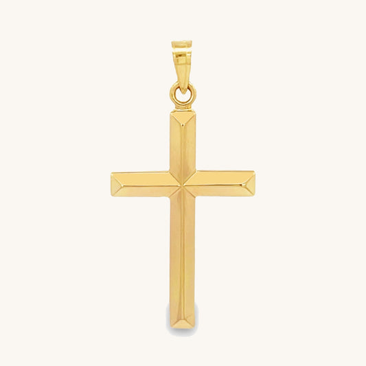Large L 14K double‑bonded gold simple cross pendant high‑polish finish pendant only main image
