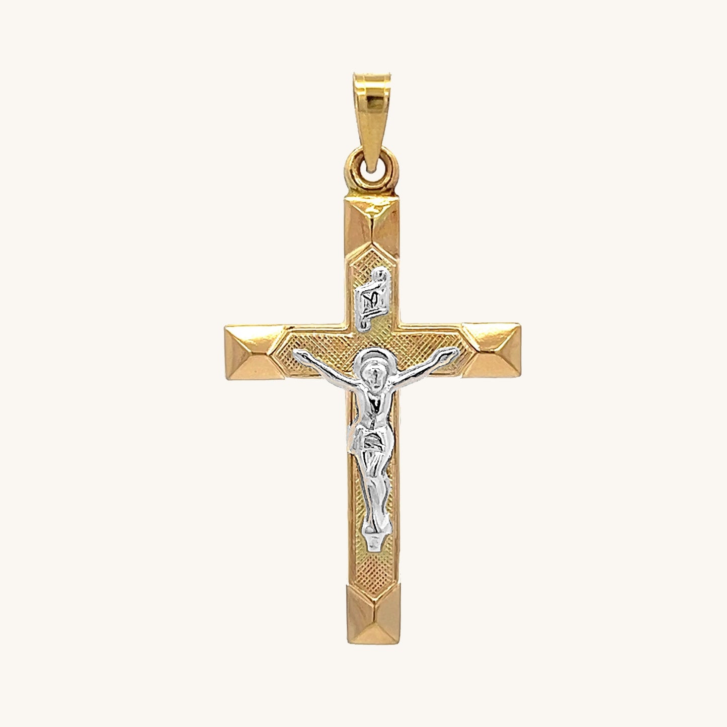 14K Two Tone Gold Crucifix L