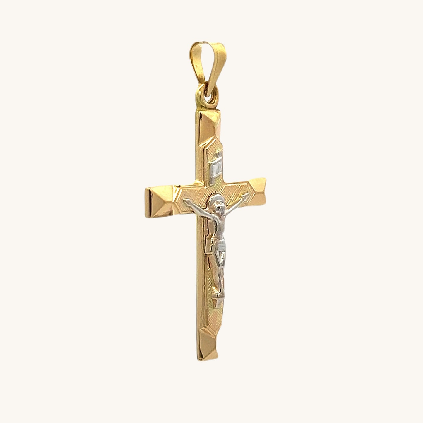 14K Two Tone Gold Crucifix L M S XS