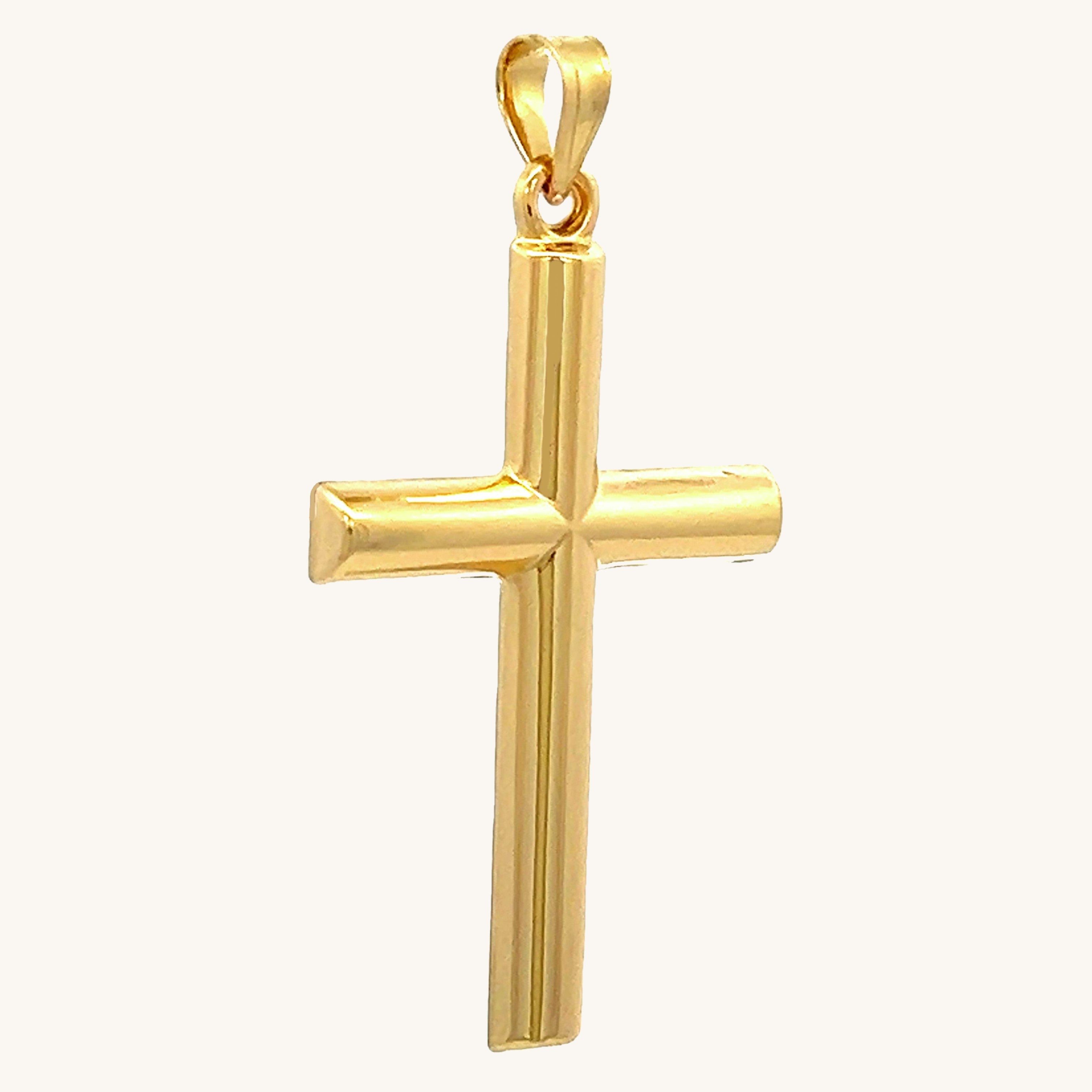 Solid 14K Double Bonded Gold Tube Cross Pendant only XXL XS angle image
