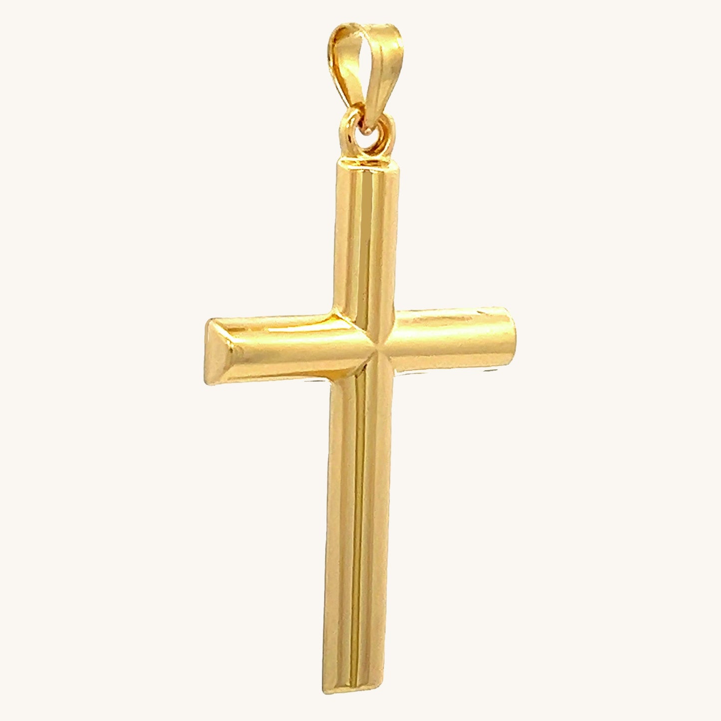 Solid 14K Double Bonded Gold Tube Cross Pendant only XXL XS angle image