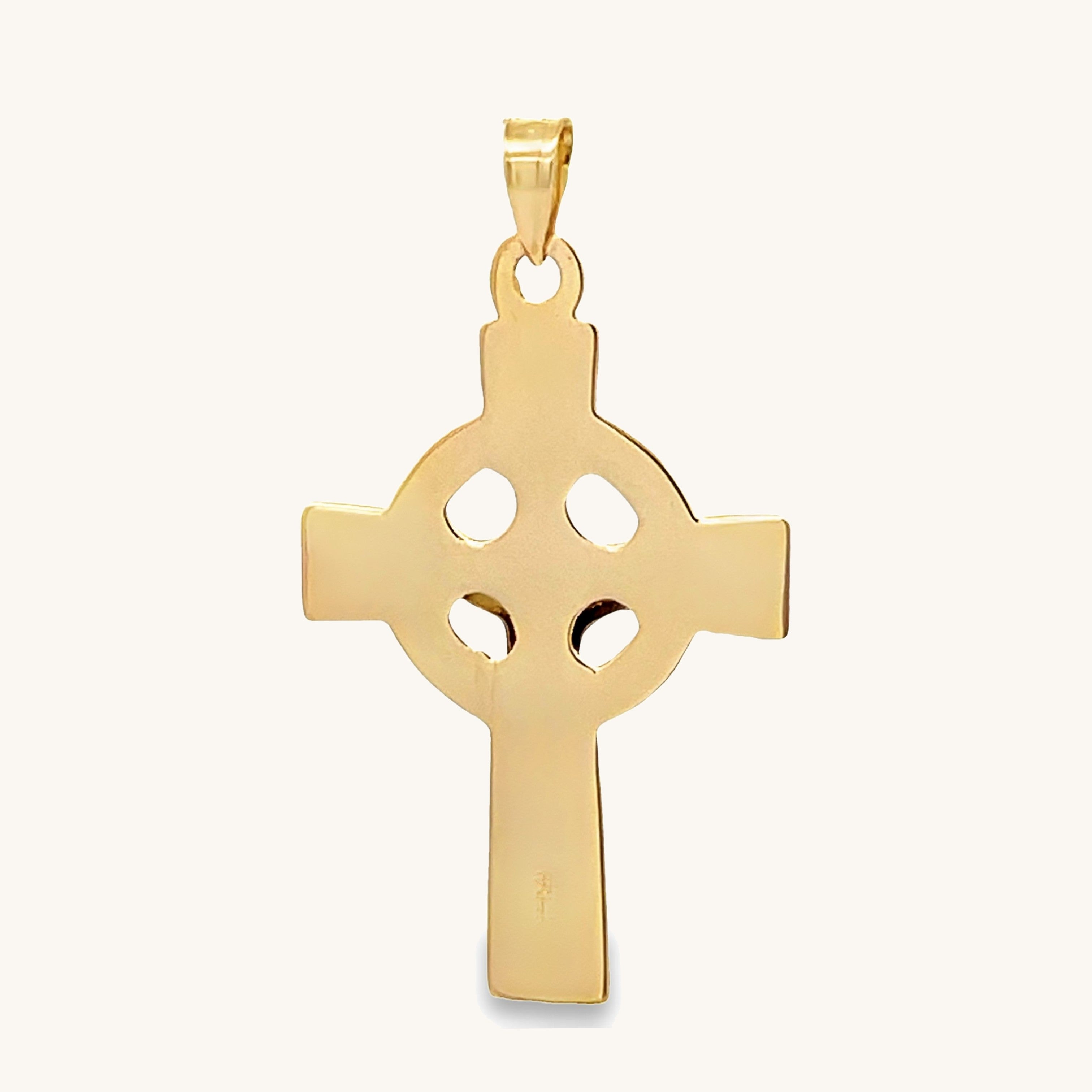 14K Two Tone Gold Celtic Crucifix L S