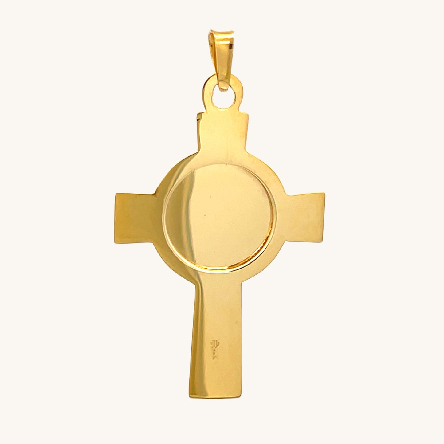 14K Yellow Gold L Solid Saint Joseph Cross Pendant back image