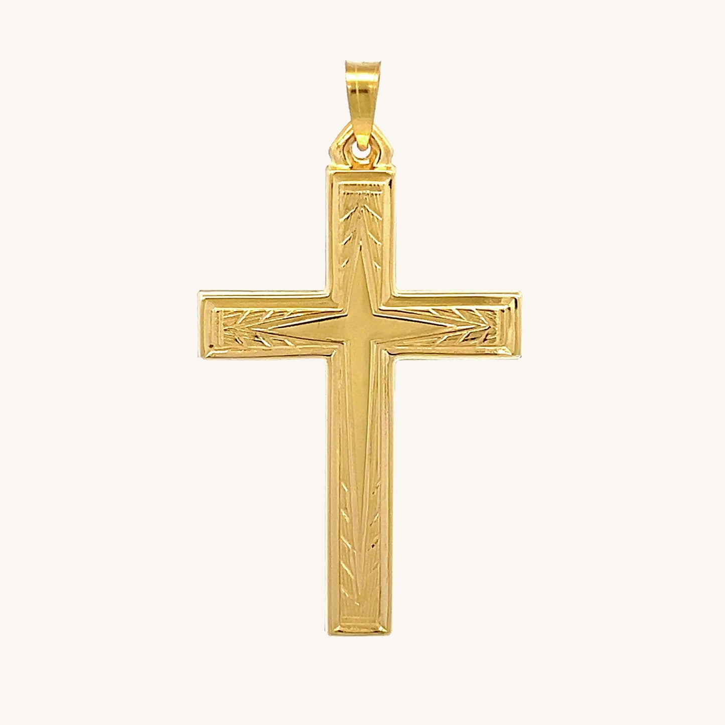 Solid 14K Double Bonded Gold Filled L Engraved Design Cross pendant only main image
