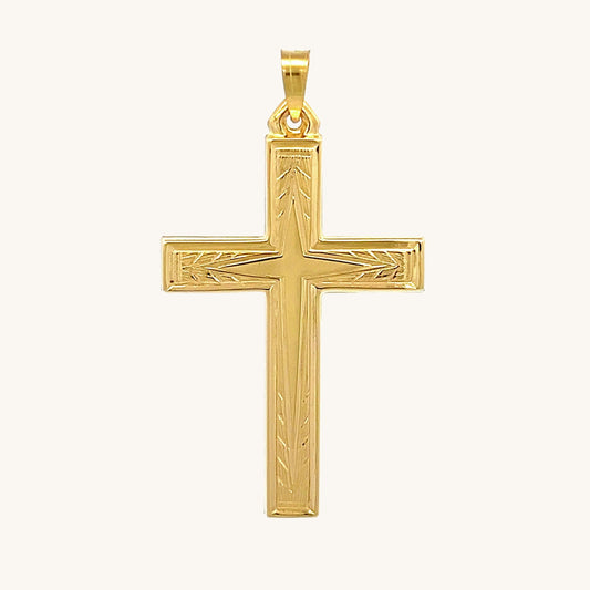 Solid 14K Double Bonded Gold Filled L Engraved Design Cross pendant only main image