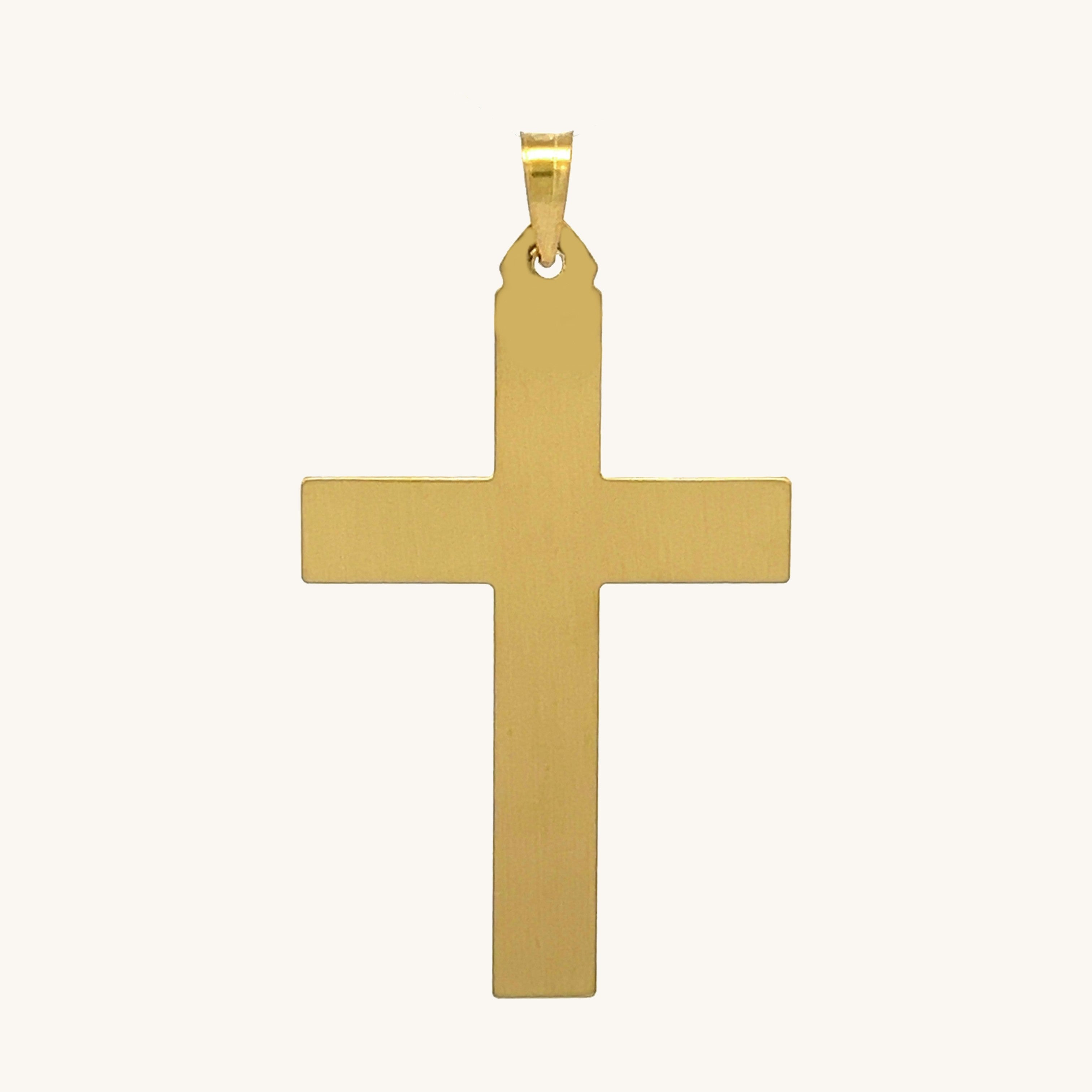 Solid 14K Double Bonded Gold Filled L Engraved Design Cross pendant only back image