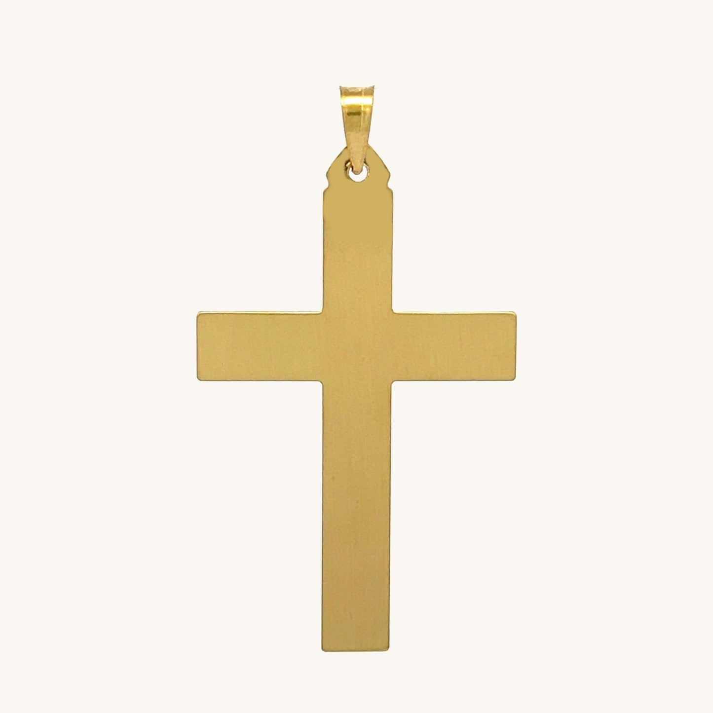 Solid 14K Double Bonded Gold Filled L Engraved Design Cross pendant only back image