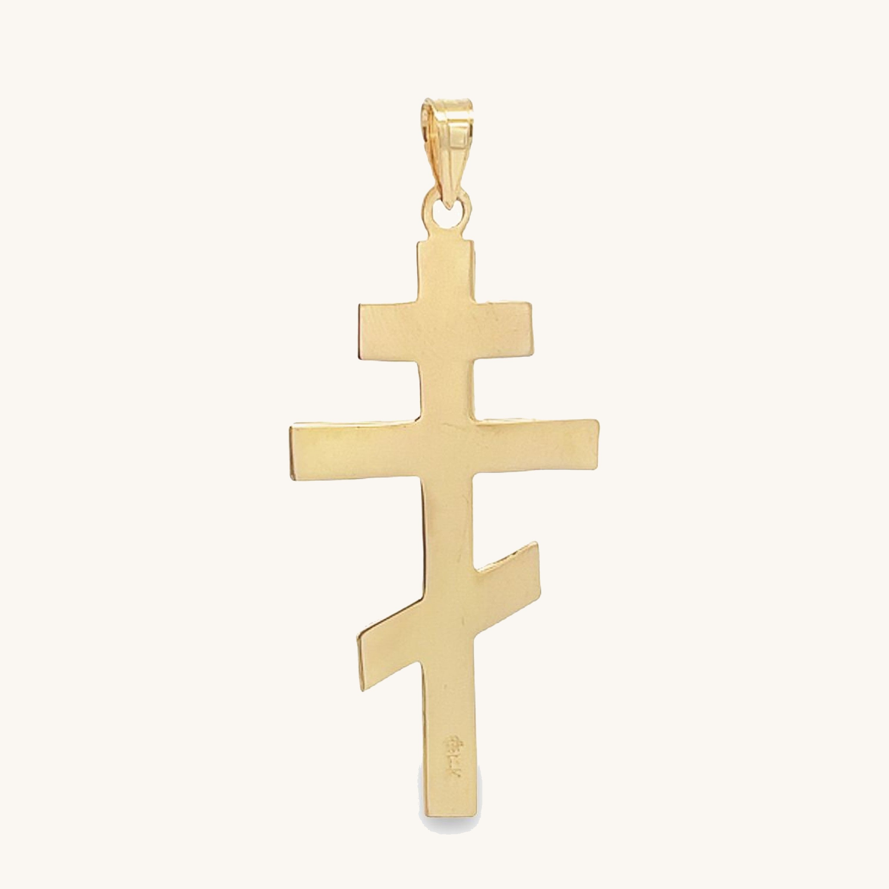 14K Yellow Gold Orthodox Cross L M S