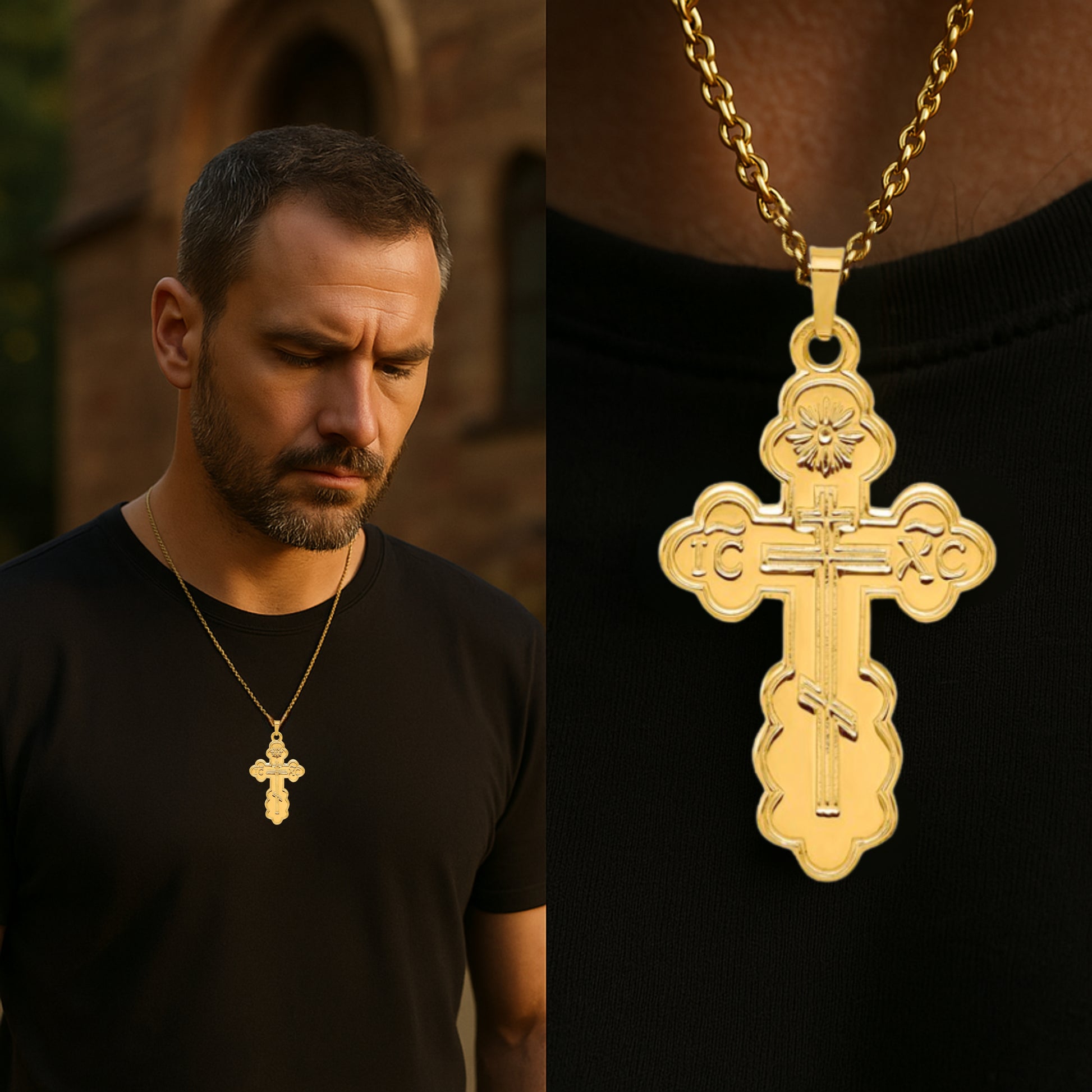 SOLID 14K GOLD ORTHODOX CROSS PENDANT