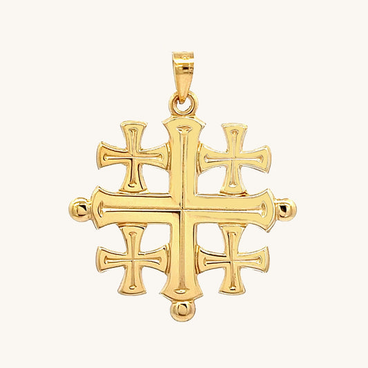 14K Yellow Gold Jerusalem Cross