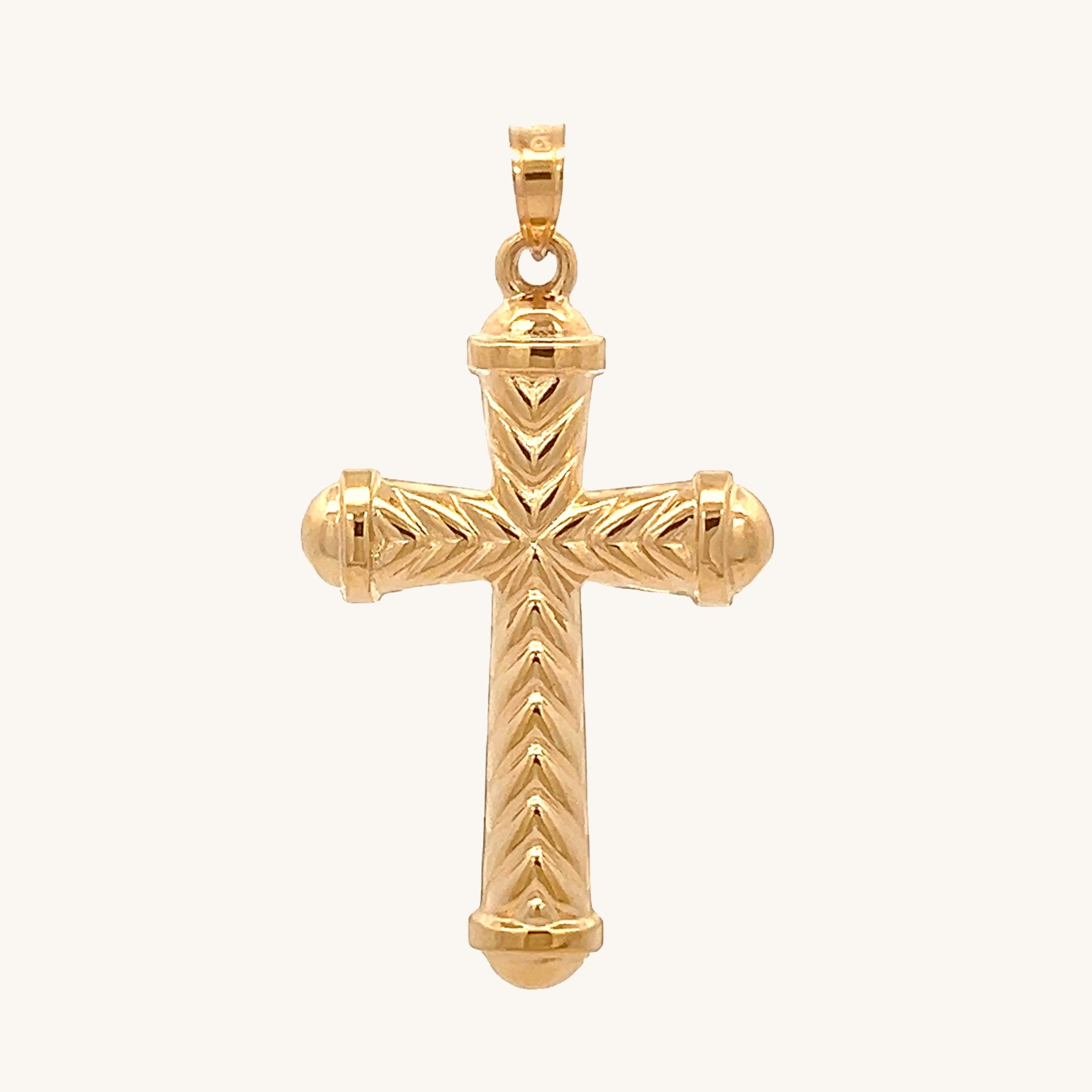 14K YELLOW GOLD LARGE L CHEVRON CROSS Pendant Front image 