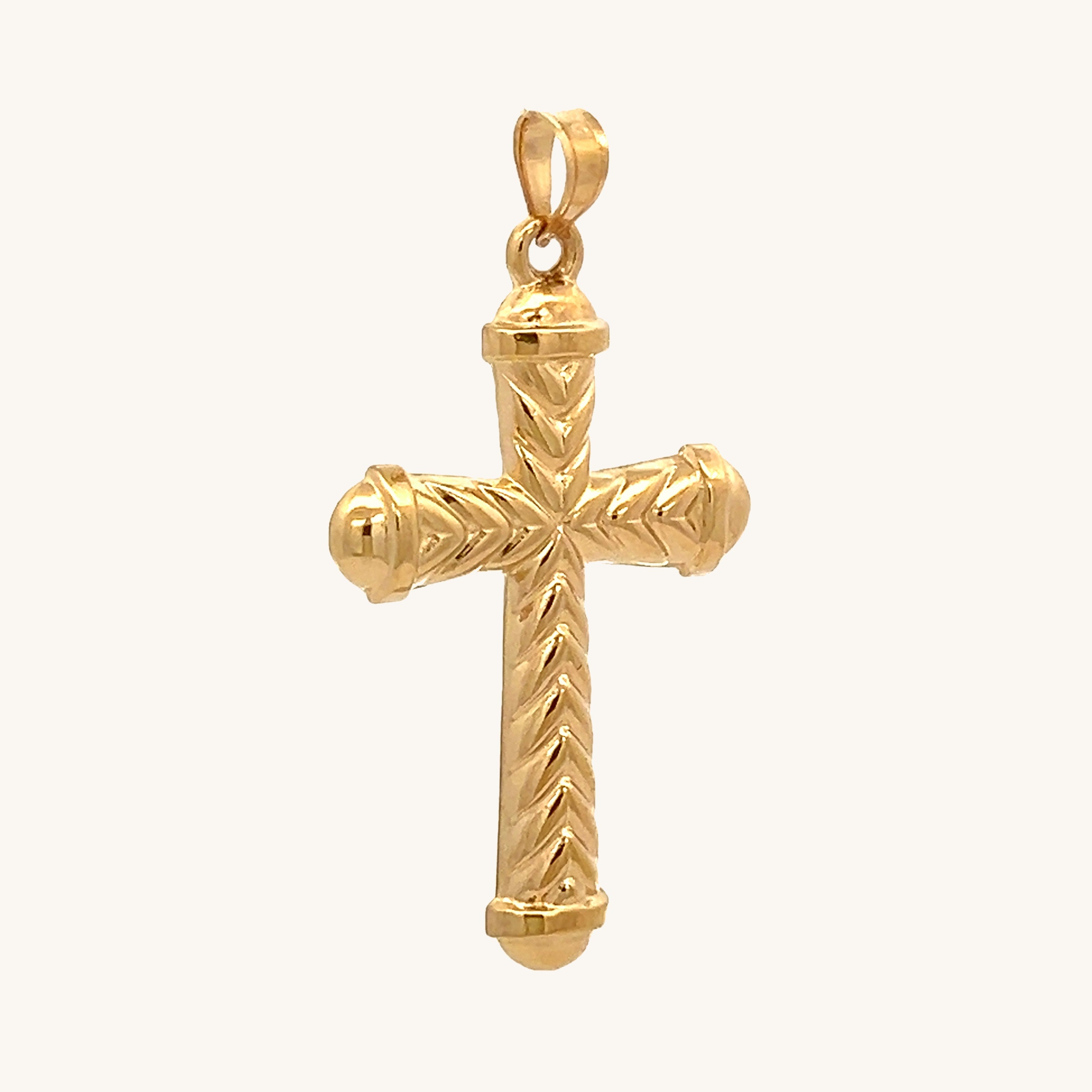 14K YELLOW GOLD LARGE L CHEVRON CROSS Pendant angle image