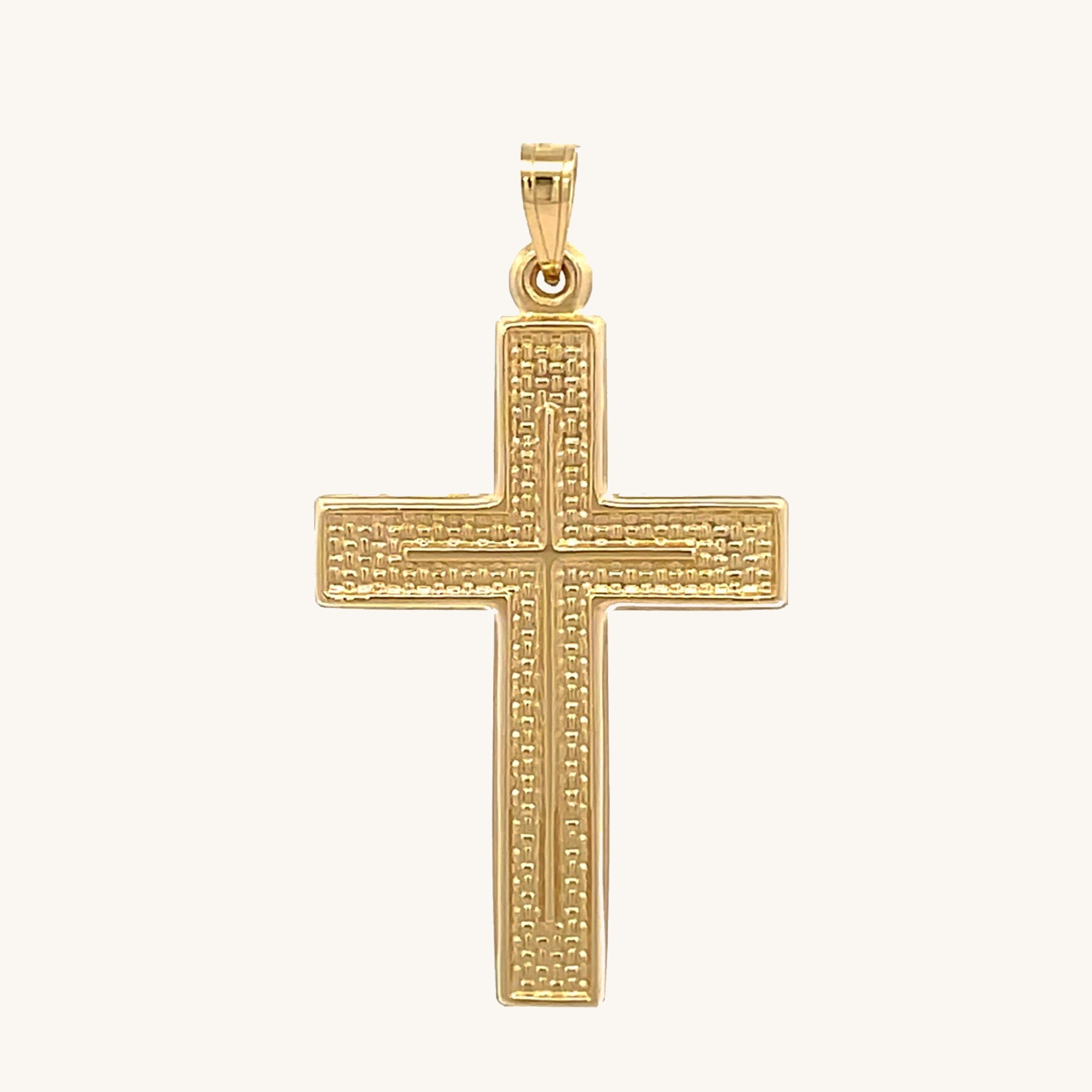 14K Yellow Gold Textured Cross L