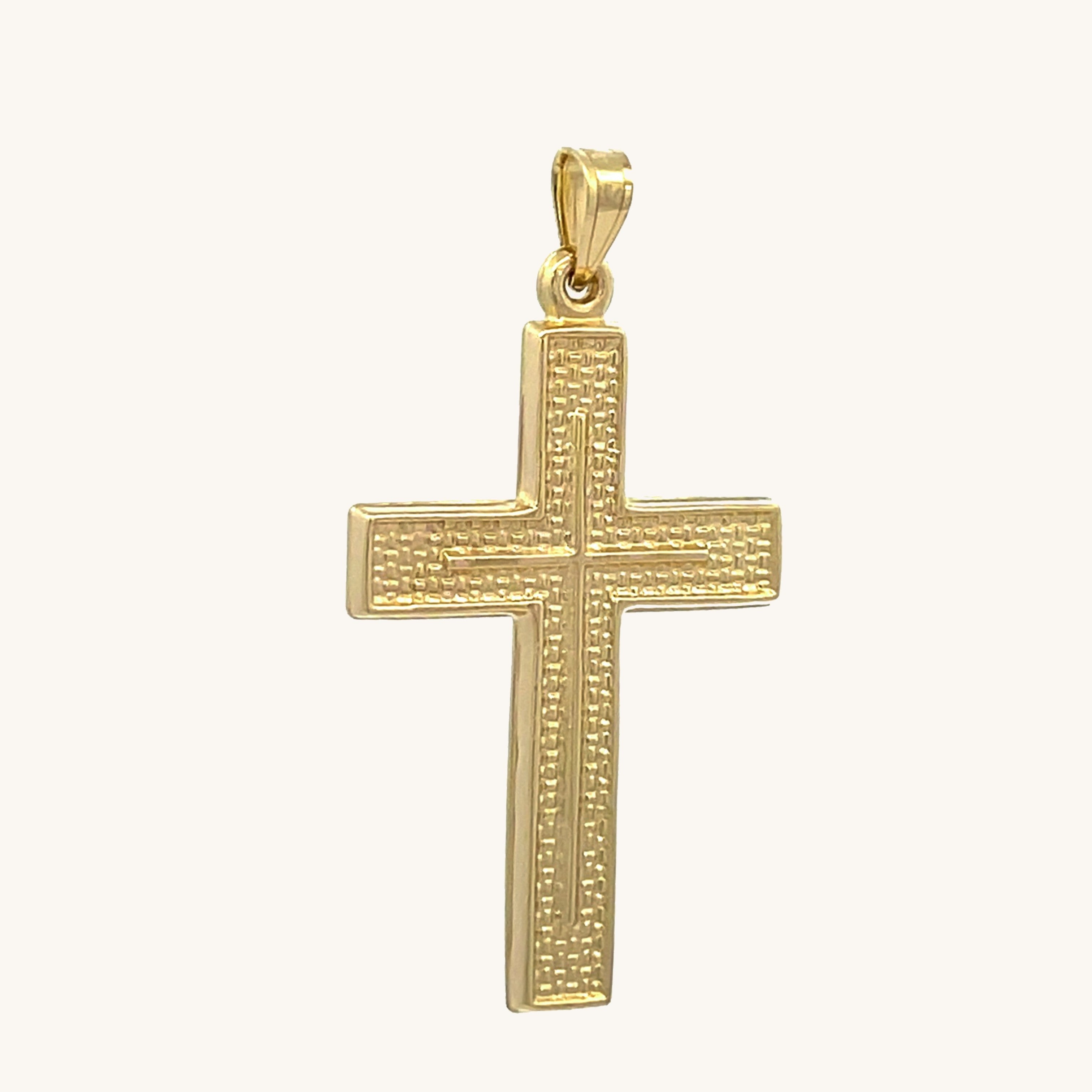 14K Yellow Gold Textured Cross L