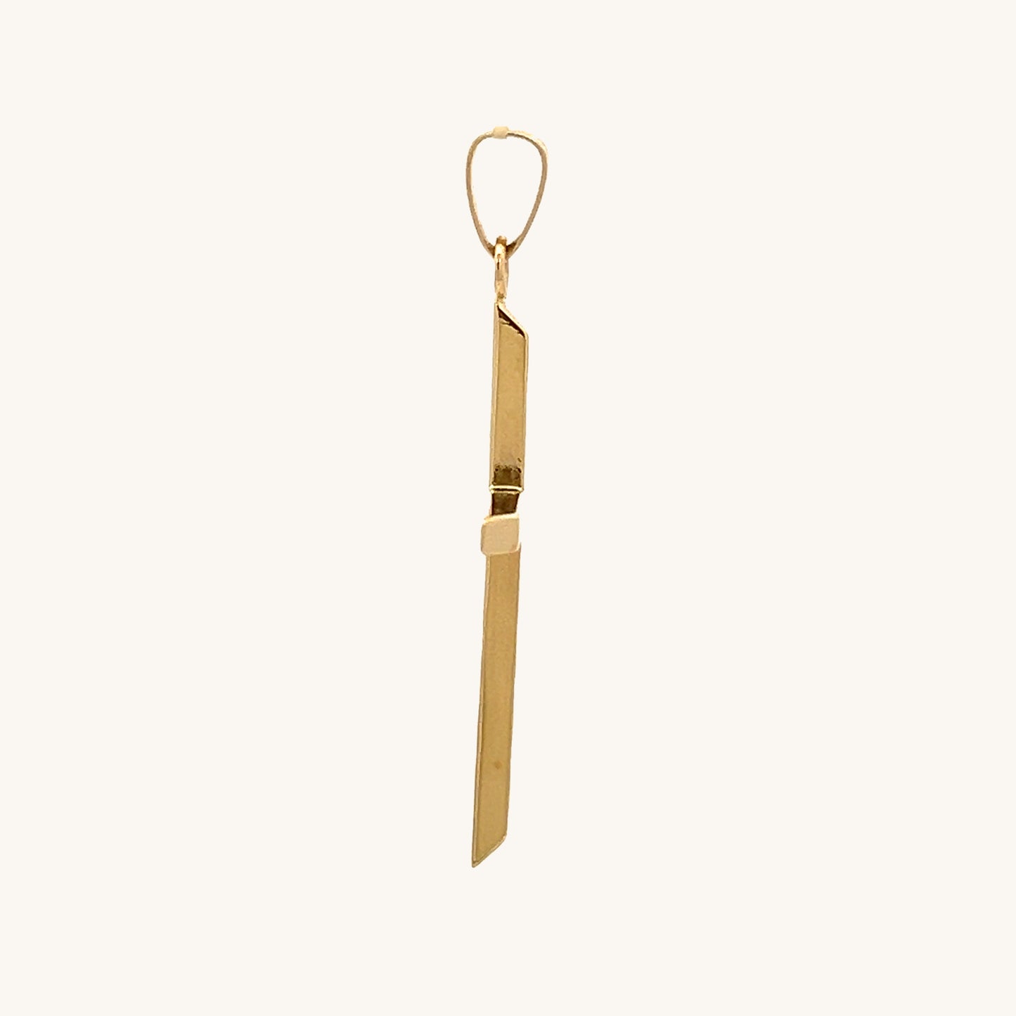 14K Yellow Gold Slim Minimalist Cross Pendant L side angle