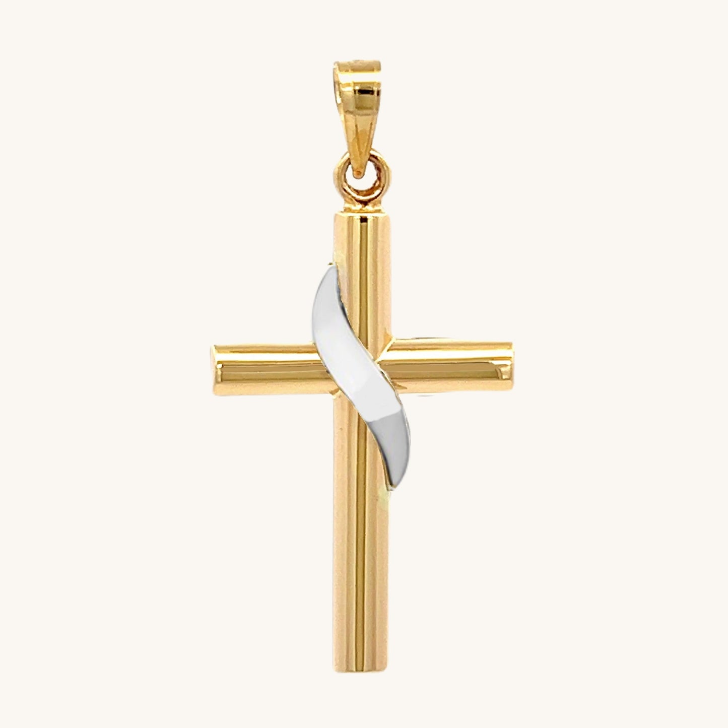 14K Two Tone Gold Cross XL