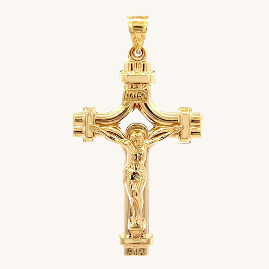 14K Yellow Gold INRI Crucifix XXL