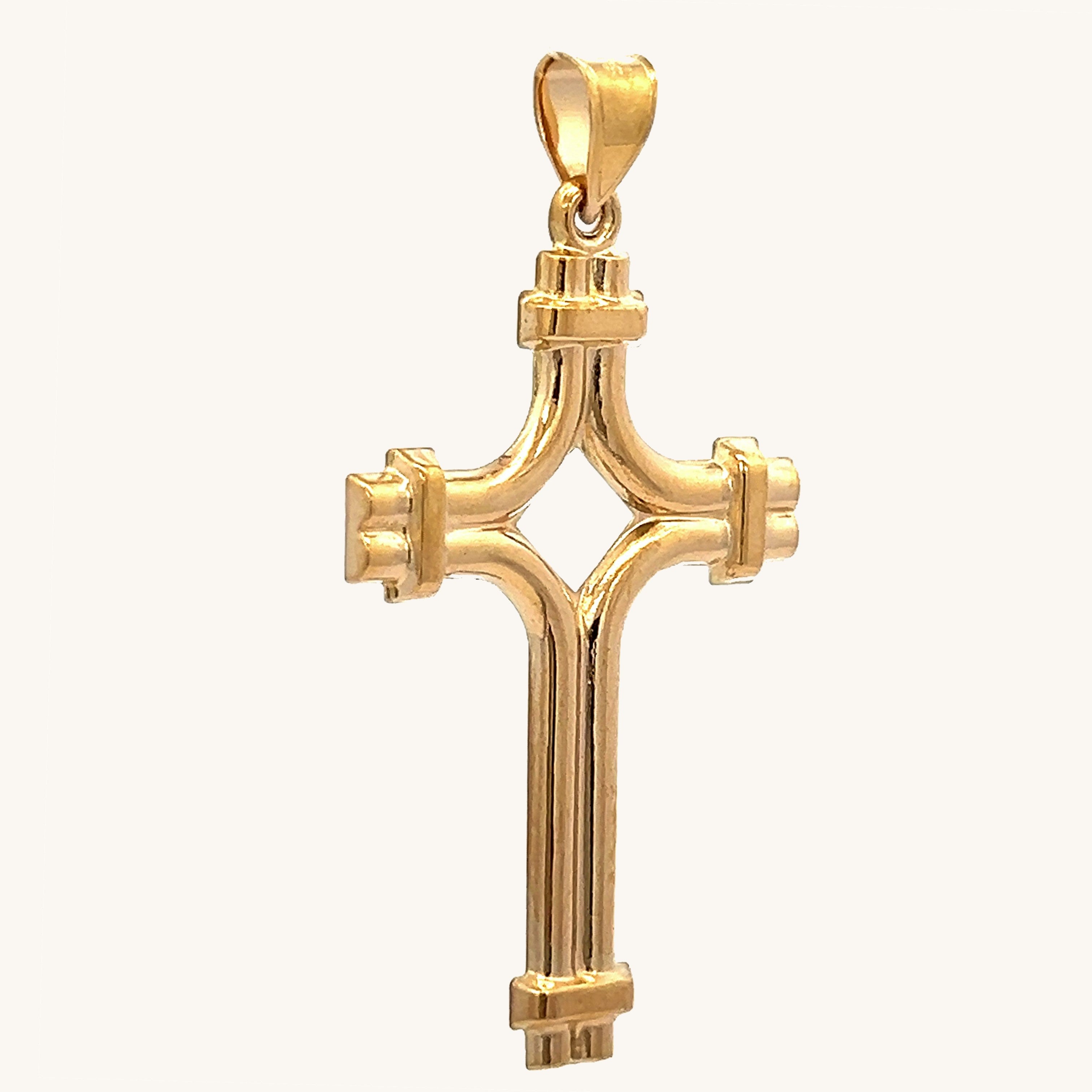 14K Yellow Gold Tube Cross XXL M