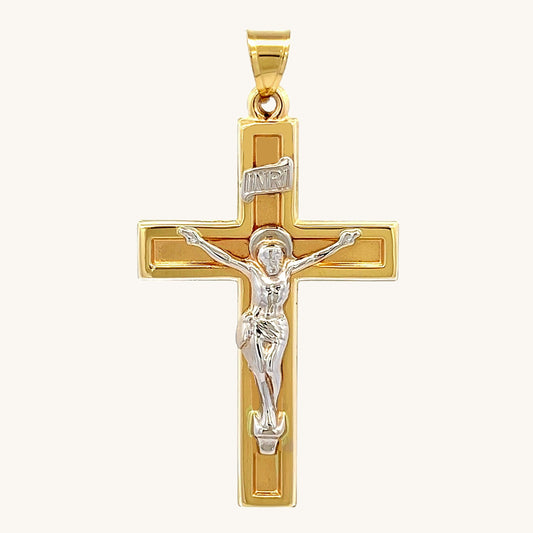 14K Two Tone Gold XXL Crucifix