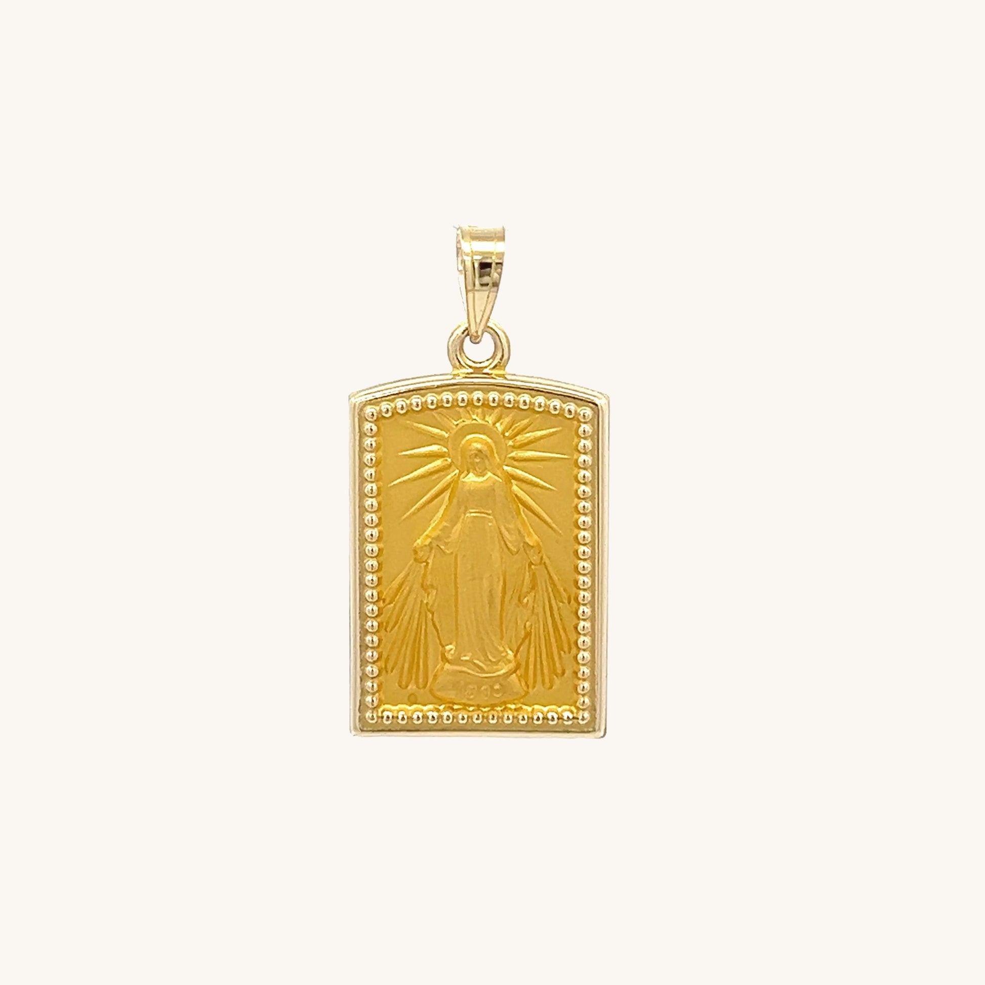 14K GOLD MIRACULOUS MEDAL SQUARE Cross Crown
