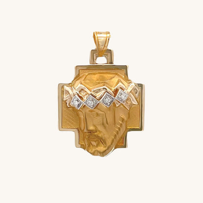 14K Yellow Gold Diamond L Christ Head pendant only main image