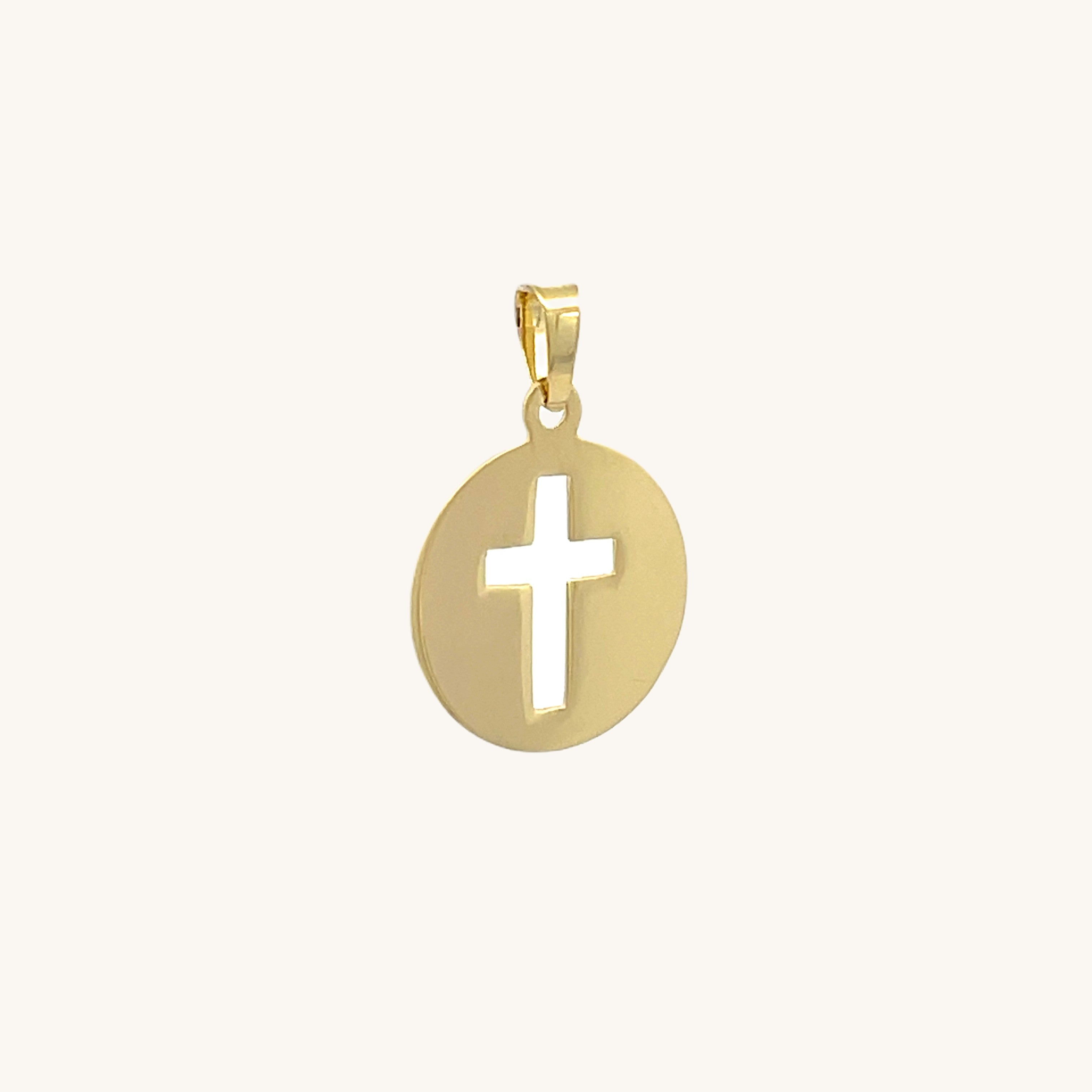 14K Yellow Gold Cut Out Cross Pendant S