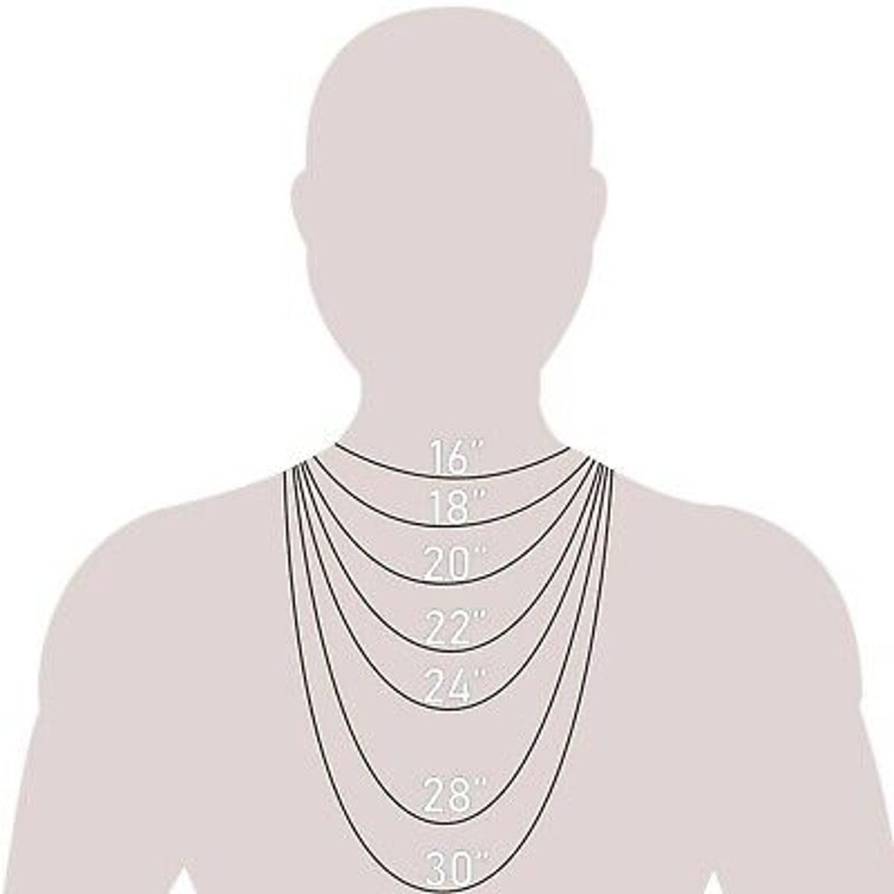 size_chart Solid 14K Double Bonded Gold 4mm Cable chain with Lobster clasp available in Length 20 inch 22 inch 24 inch