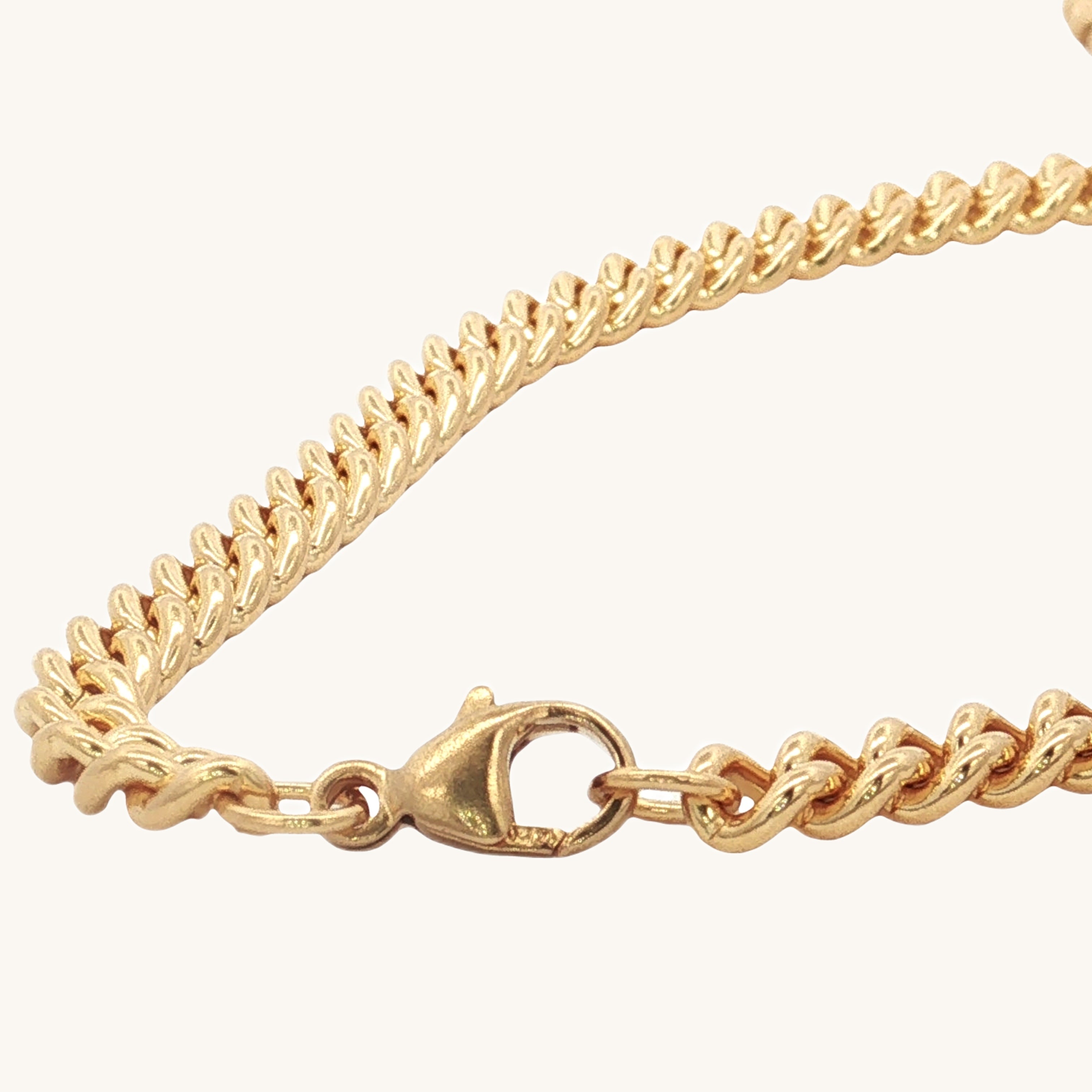 Solid 14K Double Bonded Gold 4mm Cable chain with Lobster clasp available in Length 20 inch 22 inch 24 inch clasp image