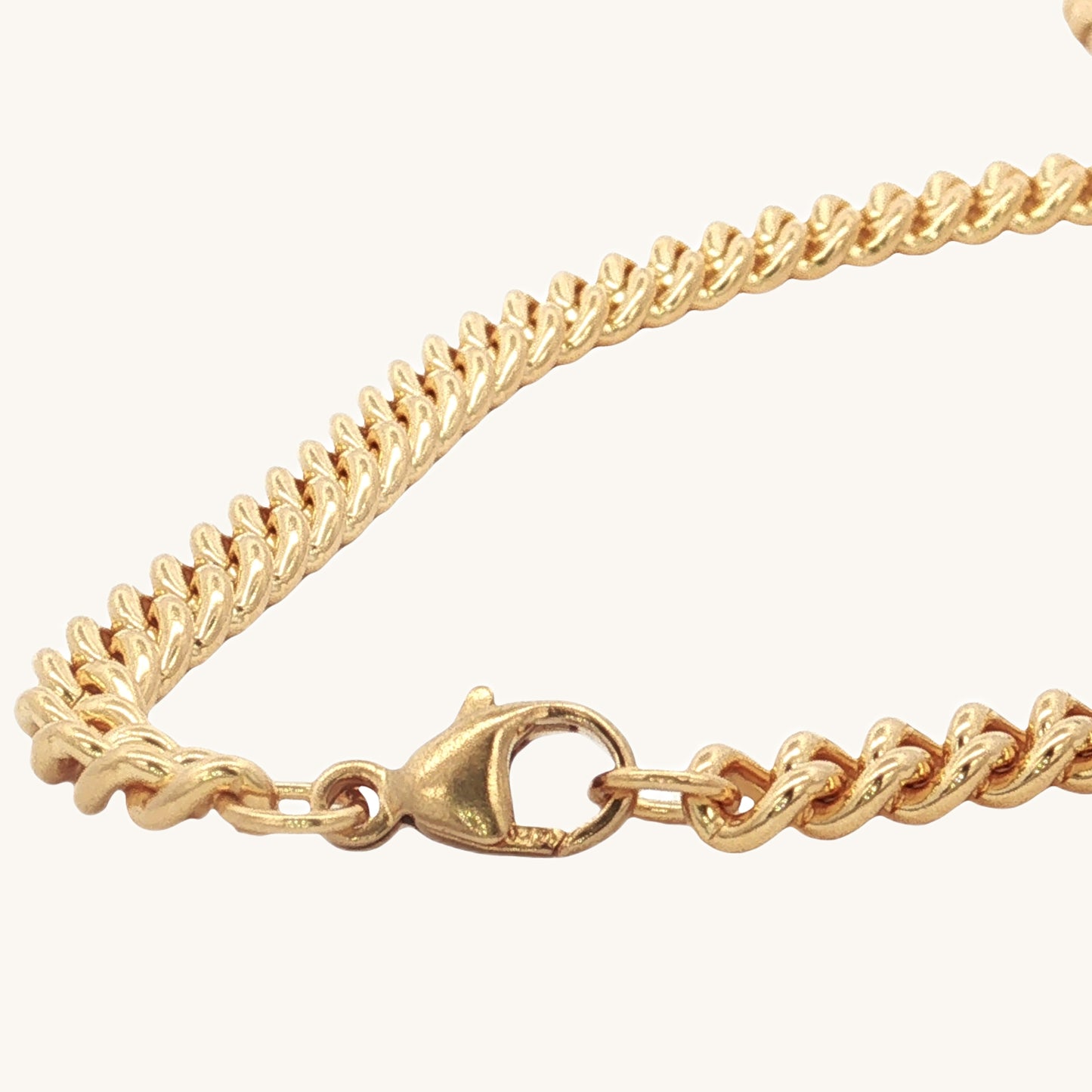 Solid 14K Double Bonded Gold 4mm Cable chain with Lobster clasp available in Length 20 inch 22 inch 24 inch clasp image