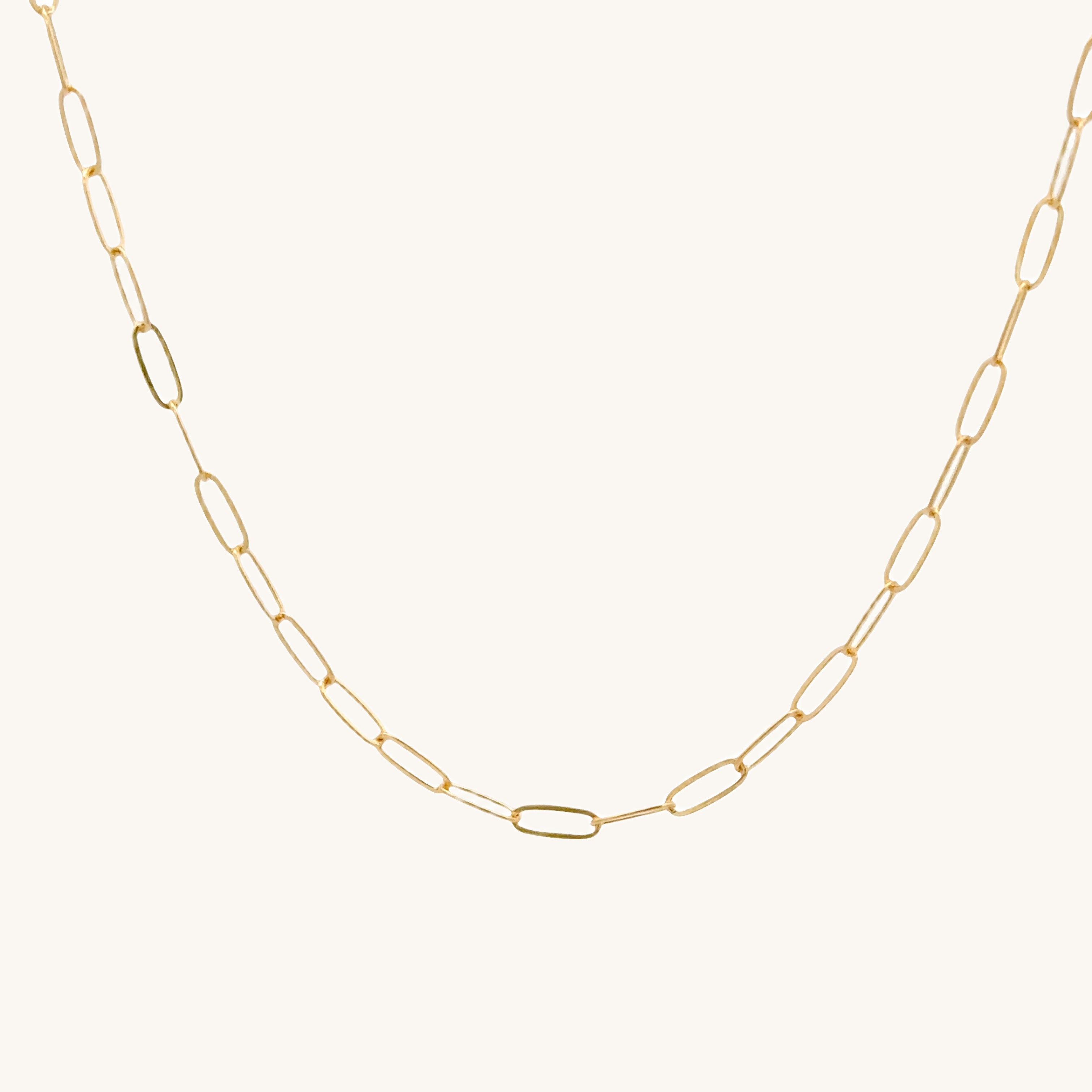 Solid 14K Double Bonded Gold 20-22" Adjustable paperclip chain yellow gold main image