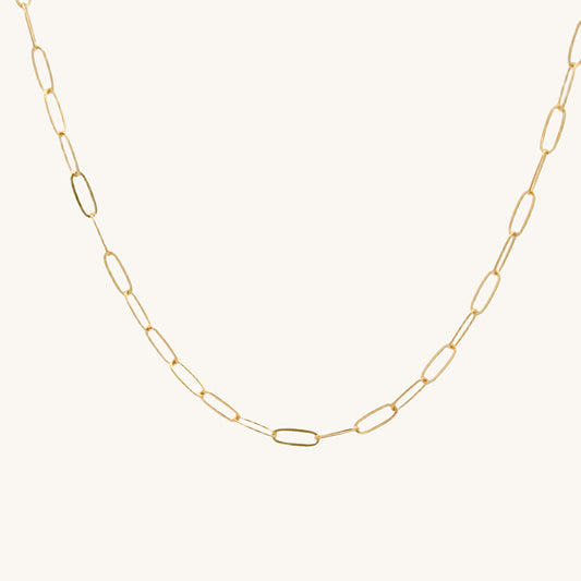 Solid 14K Double Bonded Gold 20-22" Adjustable paperclip chain yellow gold main image