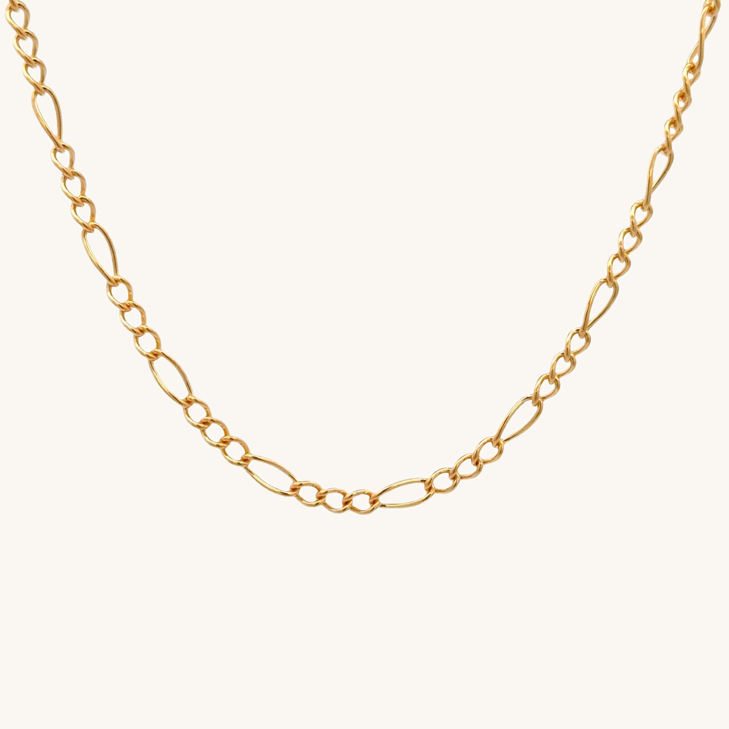 Solid 14K Double Bonded Gold 16-18" adjustable Figaro chain main image