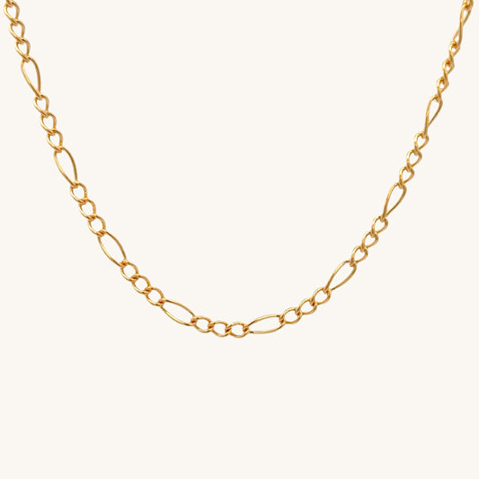 Solid 14K Double Bonded Gold 16-18" adjustable Figaro chain main image